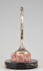 French Art Deco Car Mascot Silvered Bronze Winged Nude by Payen, 1930