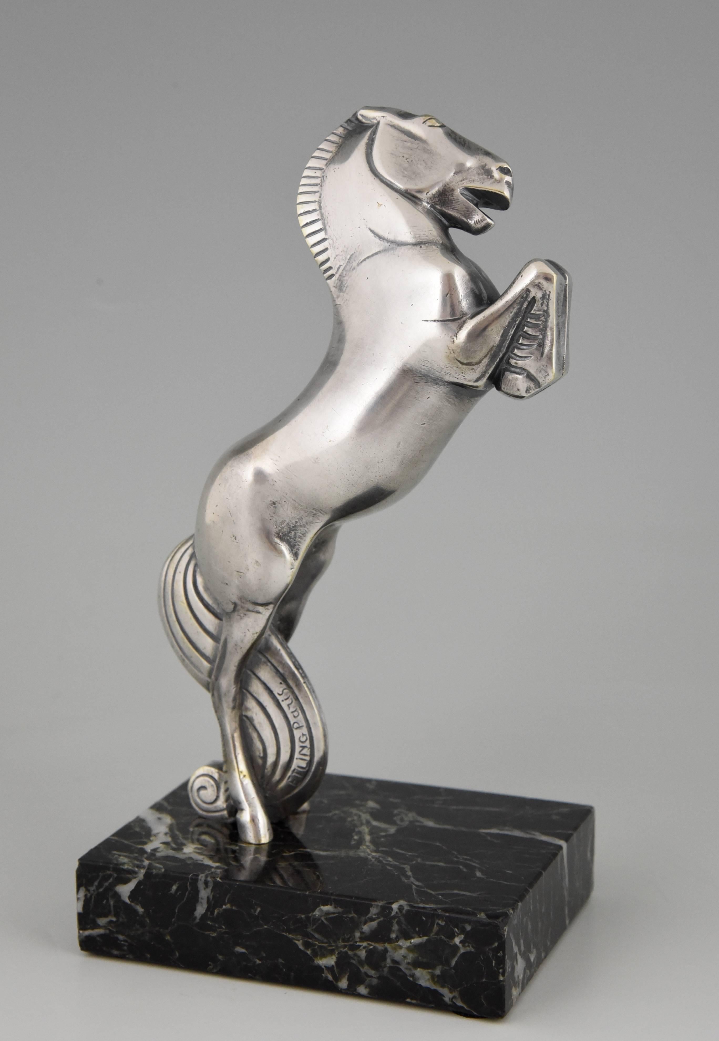 French Art Deco Silvered Bronze Horse Bookends by Becquerel, 1930 2