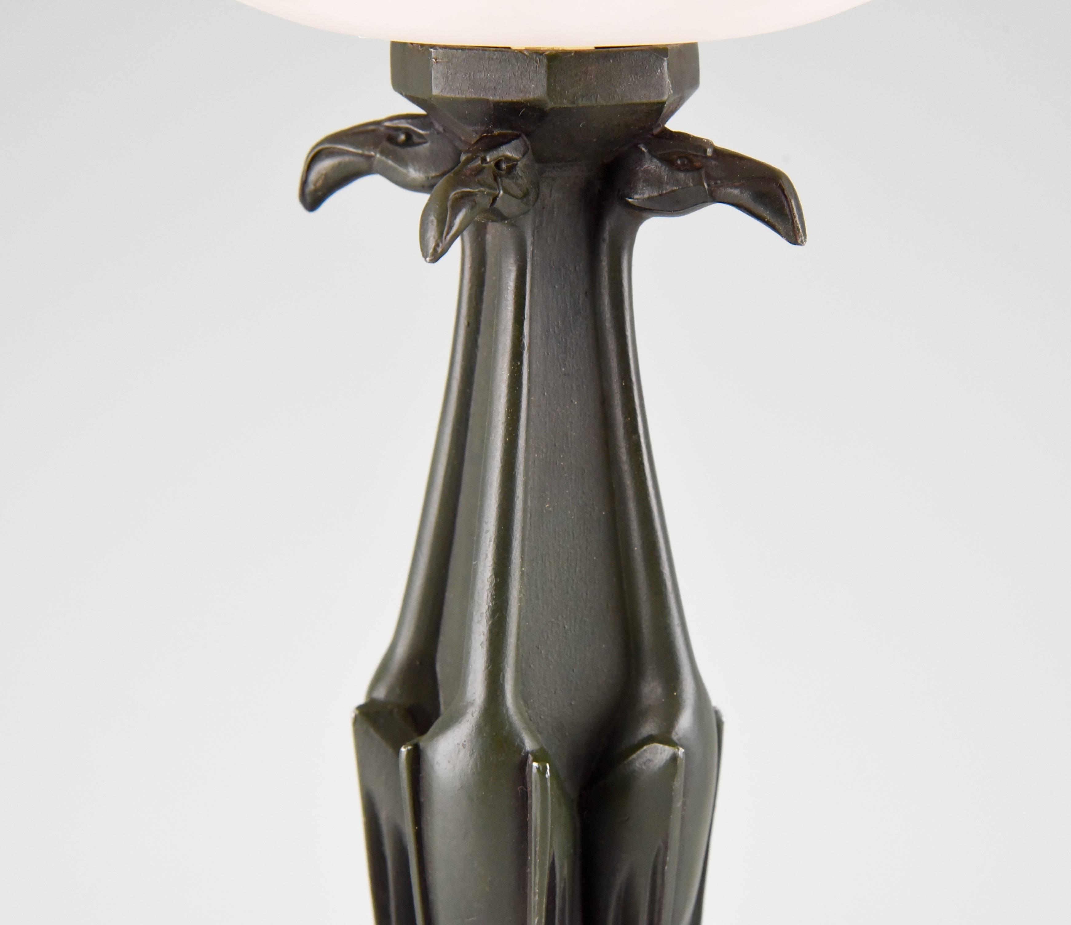 Art Deco Flamingo Table Lamp by Max Le Verrier, 1930 In Excellent Condition In Antwerp, BE