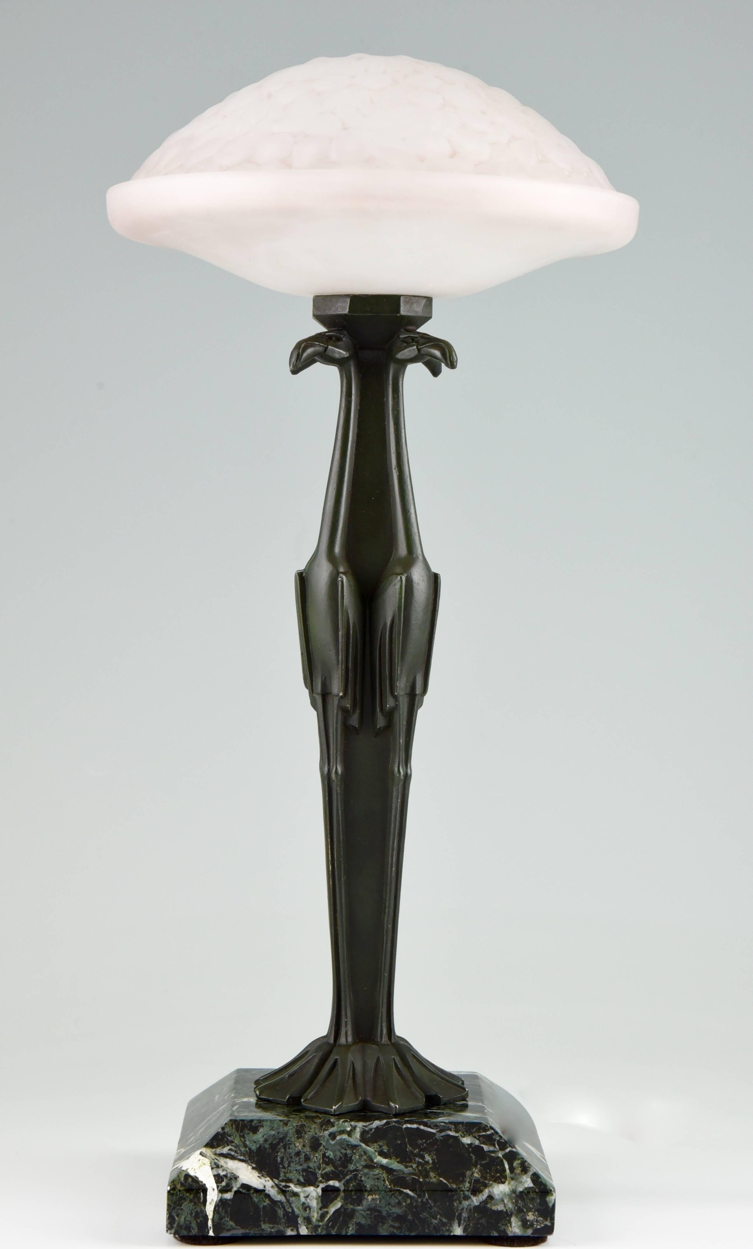French Art Deco Flamingo Table Lamp by Max Le Verrier, 1930