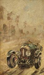 Vintage Car Racing Painting by C Rosby Classic cars France