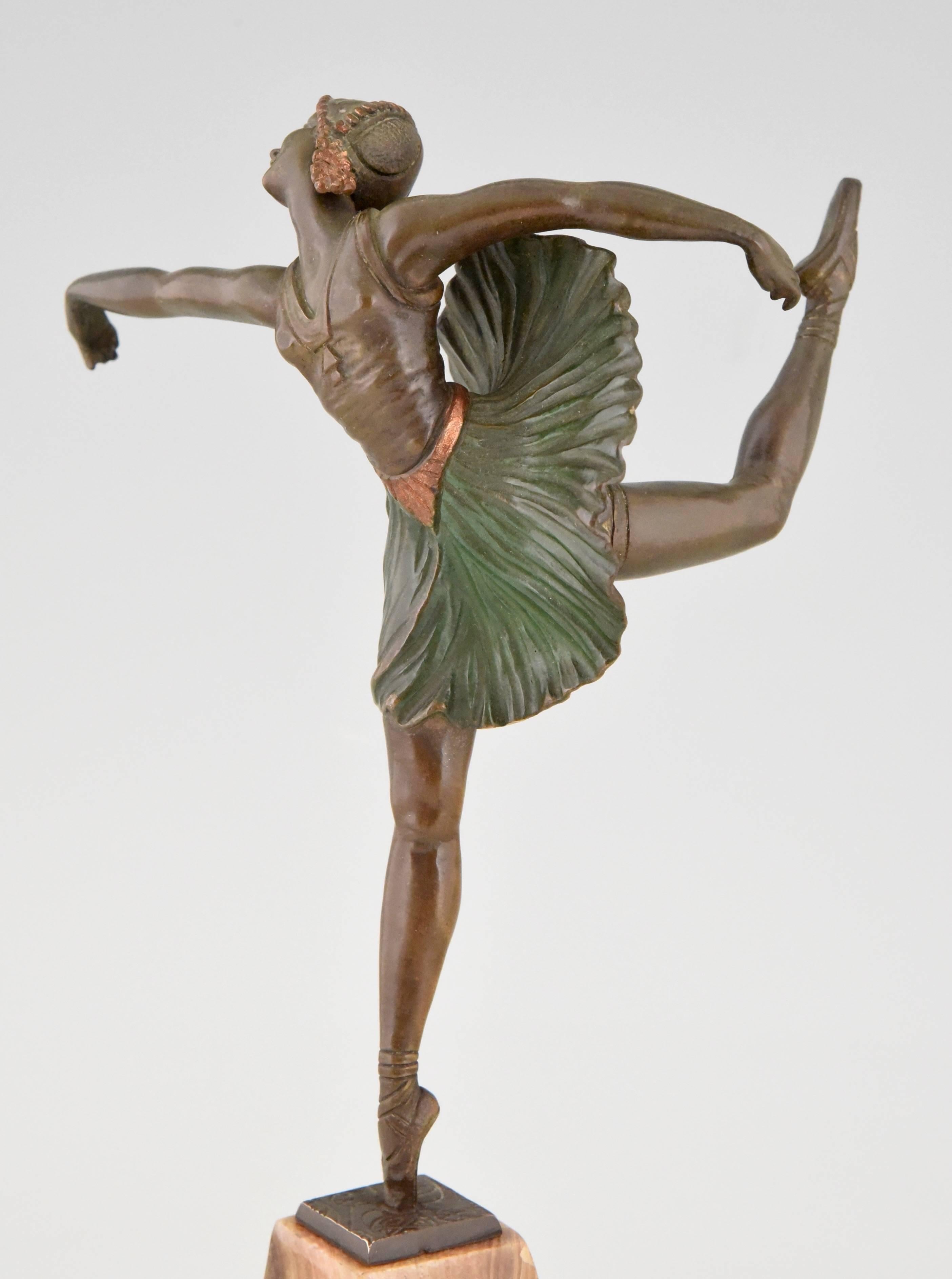 20th Century French Art Deco Bronze Sculpture Dancer Ballerina by Hippolyte Fournier, 1930