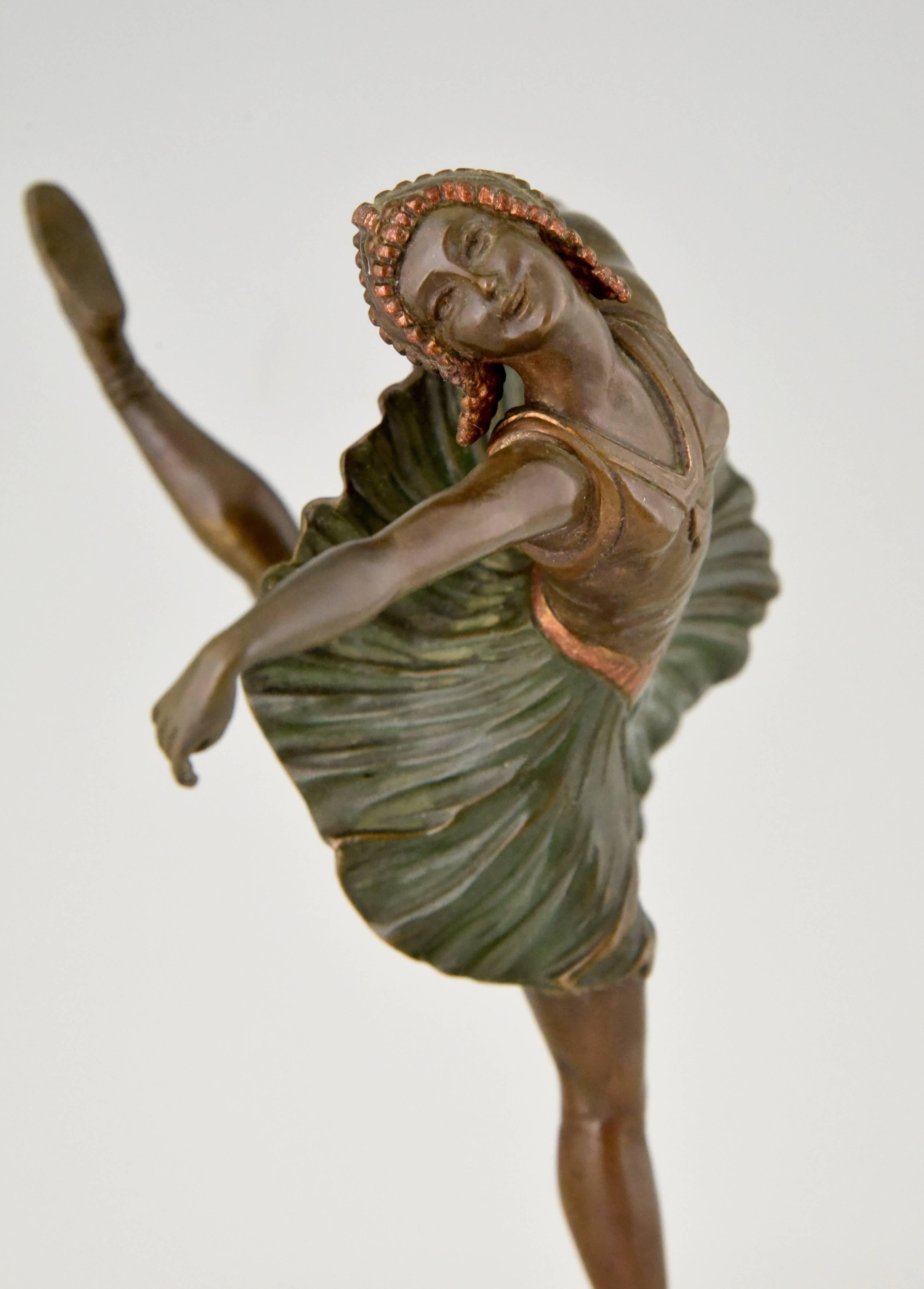 French Art Deco Bronze Sculpture Dancer Ballerina by Hippolyte Fournier, 1930 3