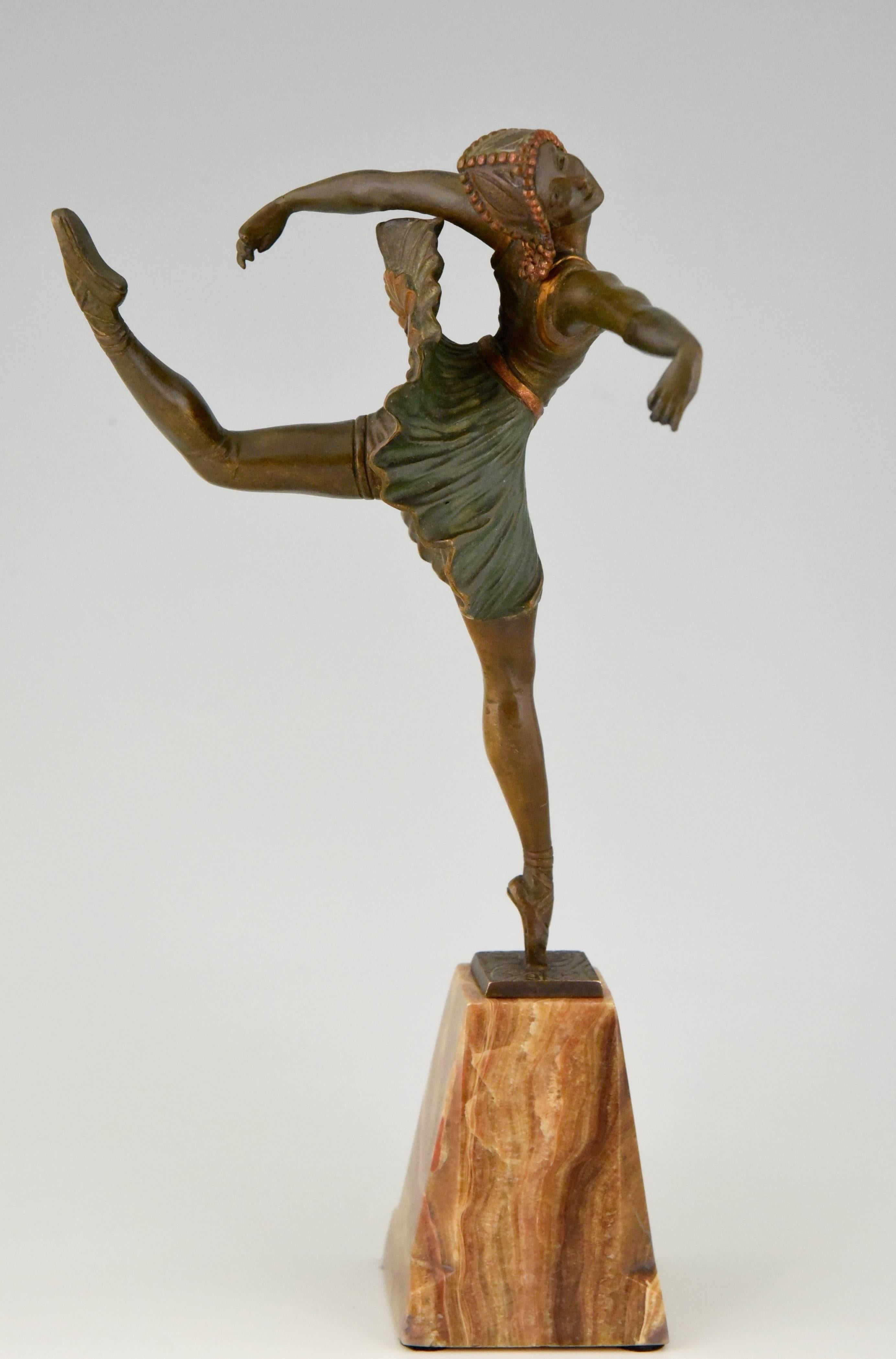 French Art Deco Bronze Sculpture Dancer Ballerina by Hippolyte Fournier, 1930 In Good Condition In Antwerp, BE