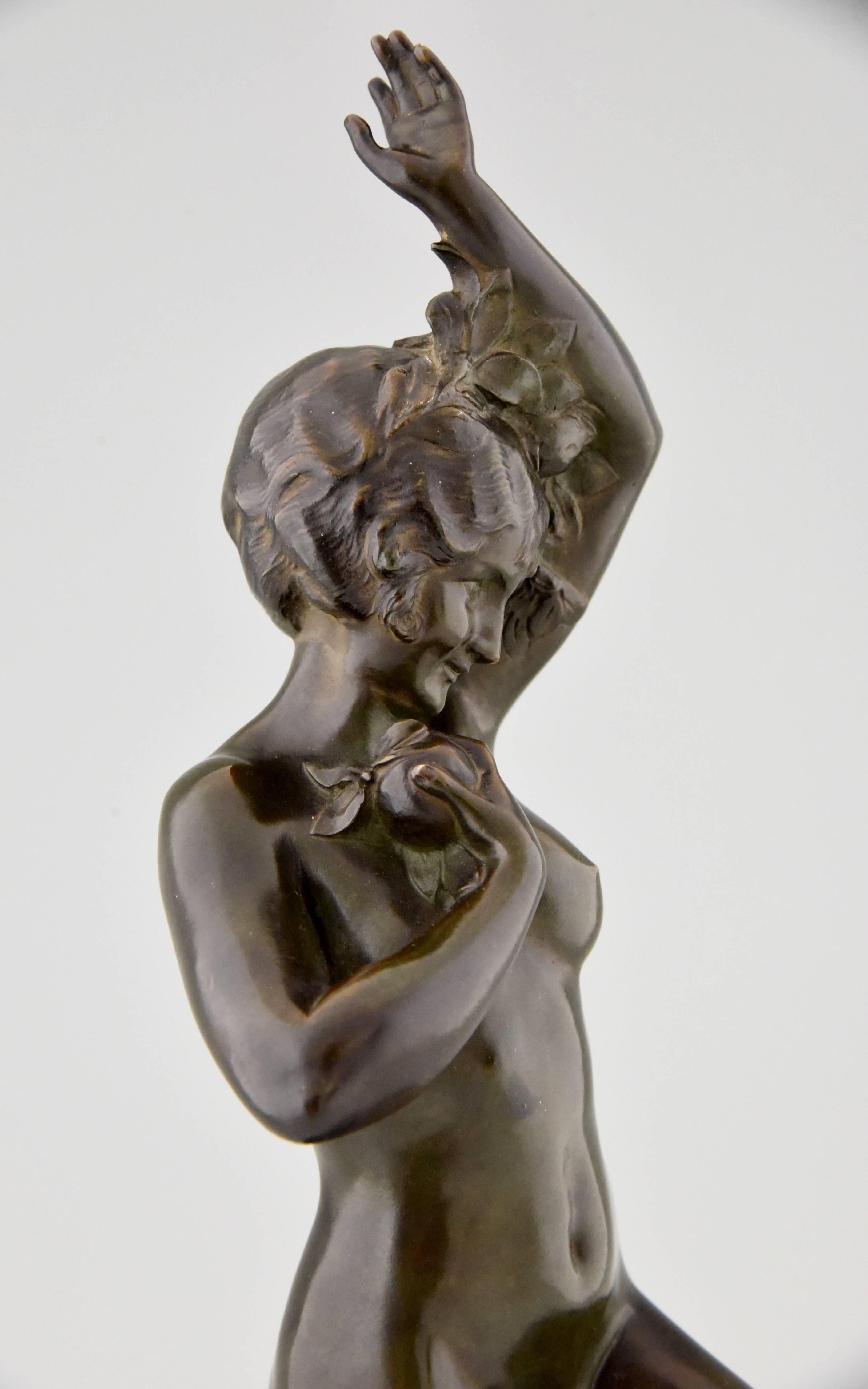 Art Nouveau Bronze sculpture of a Nude by J. Dunach, 1900 France 2