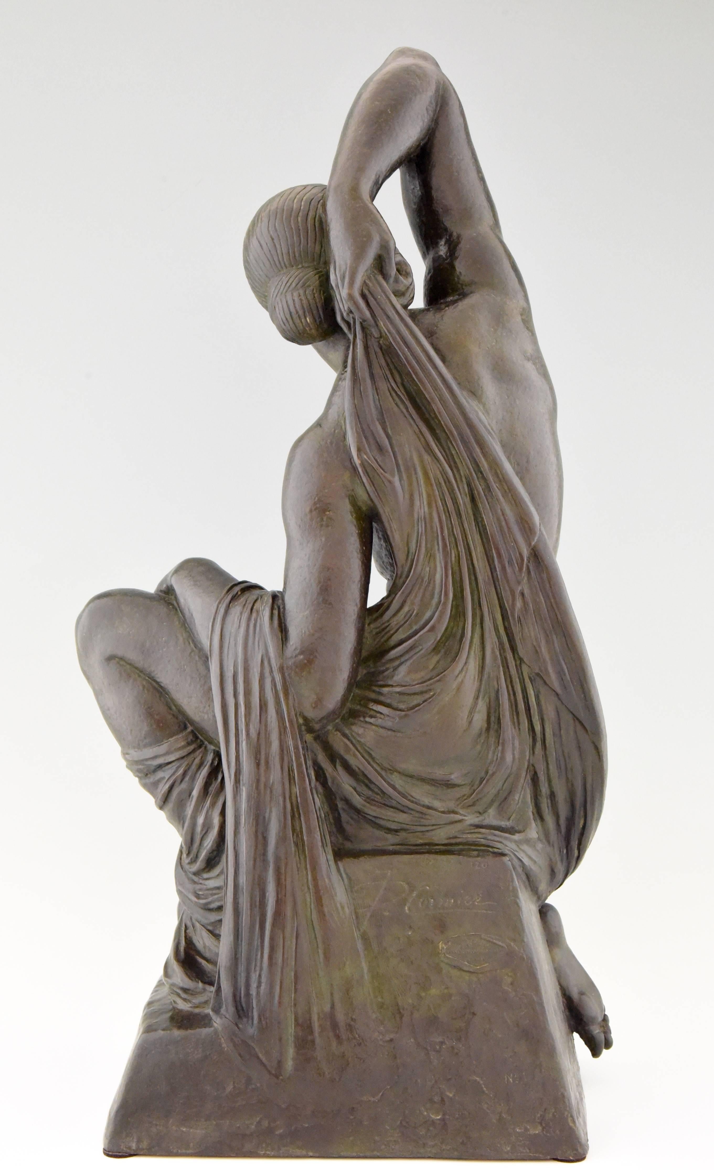 French Art Deco Bronze Sculpture of a Nude Joe Descomps Cormier France