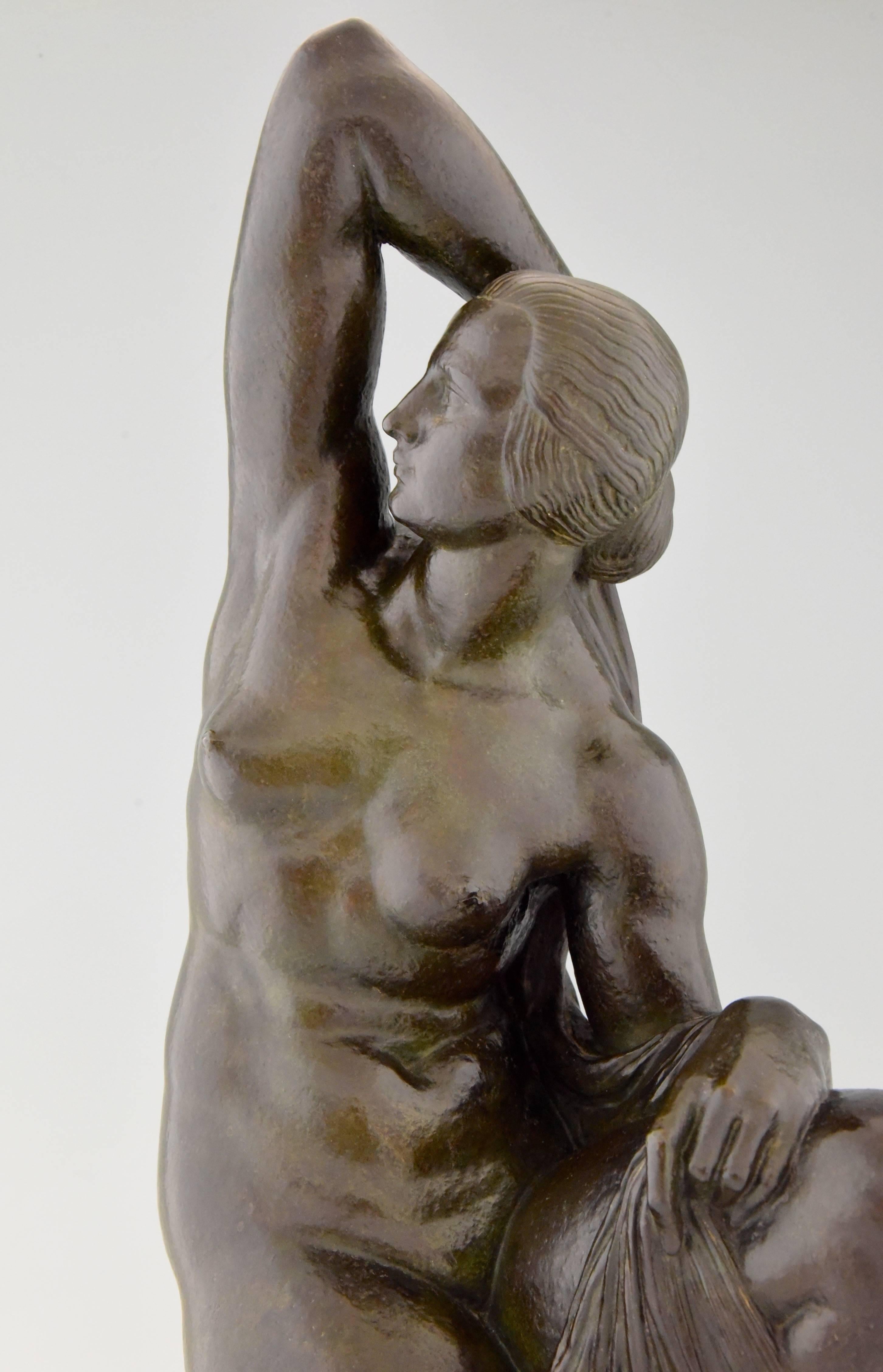 20th Century Art Deco Bronze Sculpture of a Nude Joe Descomps Cormier France