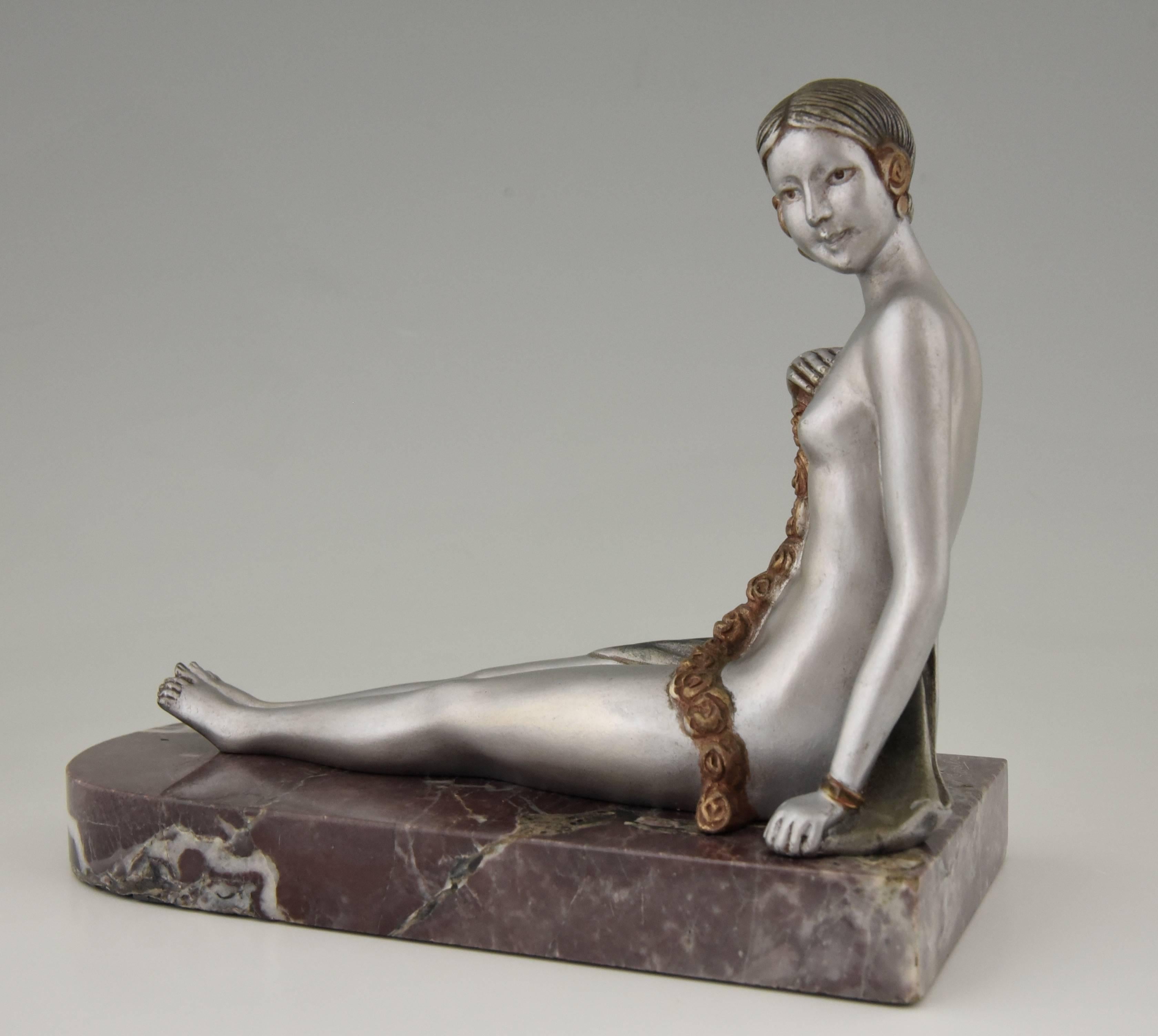 French Art Deco Bronze Nude Bookends by Scribe, 1930 2
