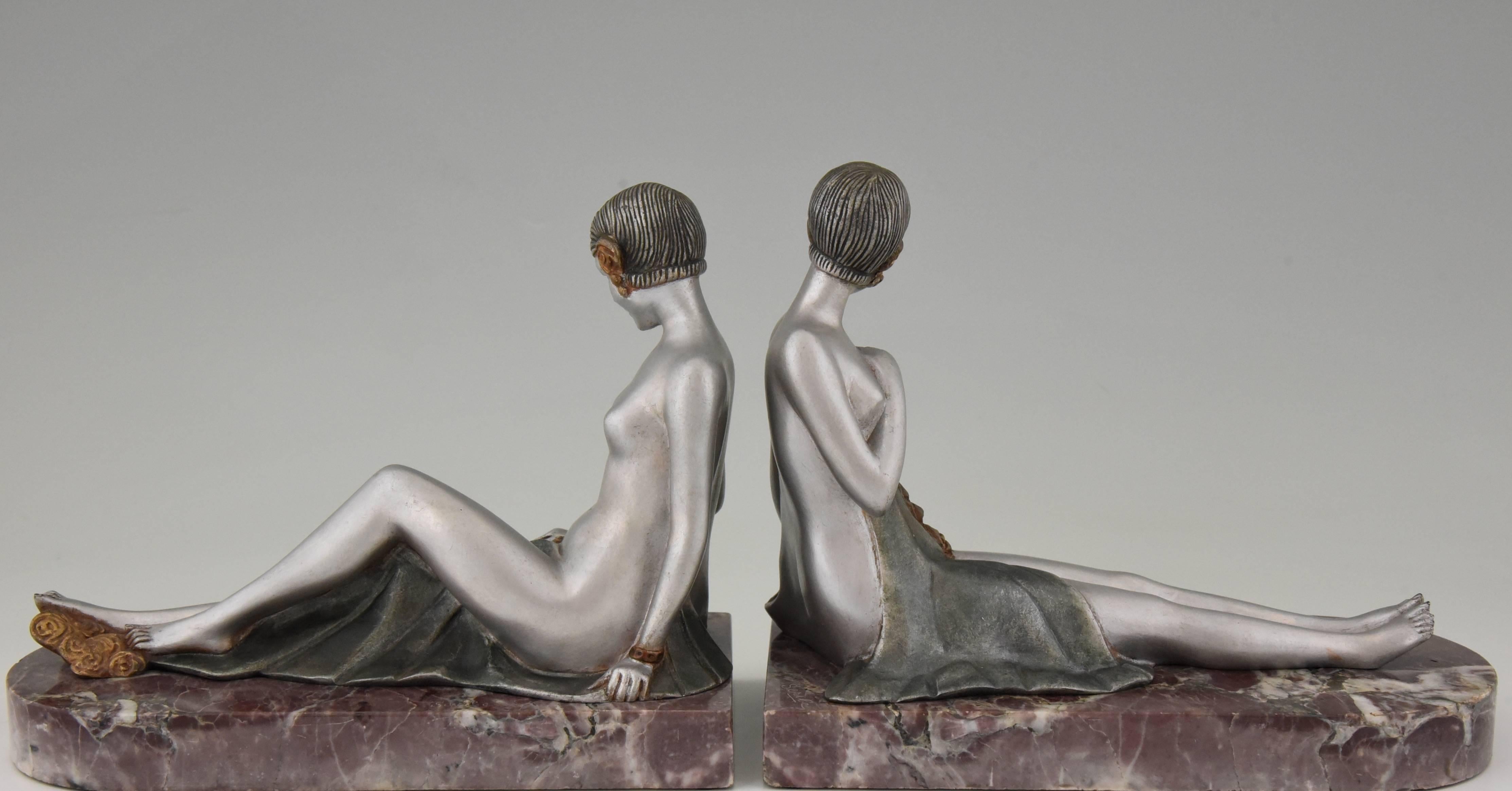 French Art Deco Bronze Nude Bookends by Scribe, 1930 In Excellent Condition In Antwerp, BE