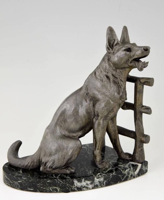 Art Deco German Shepherd Dog Bookends by Carvin, 1930 France at 1stDibs