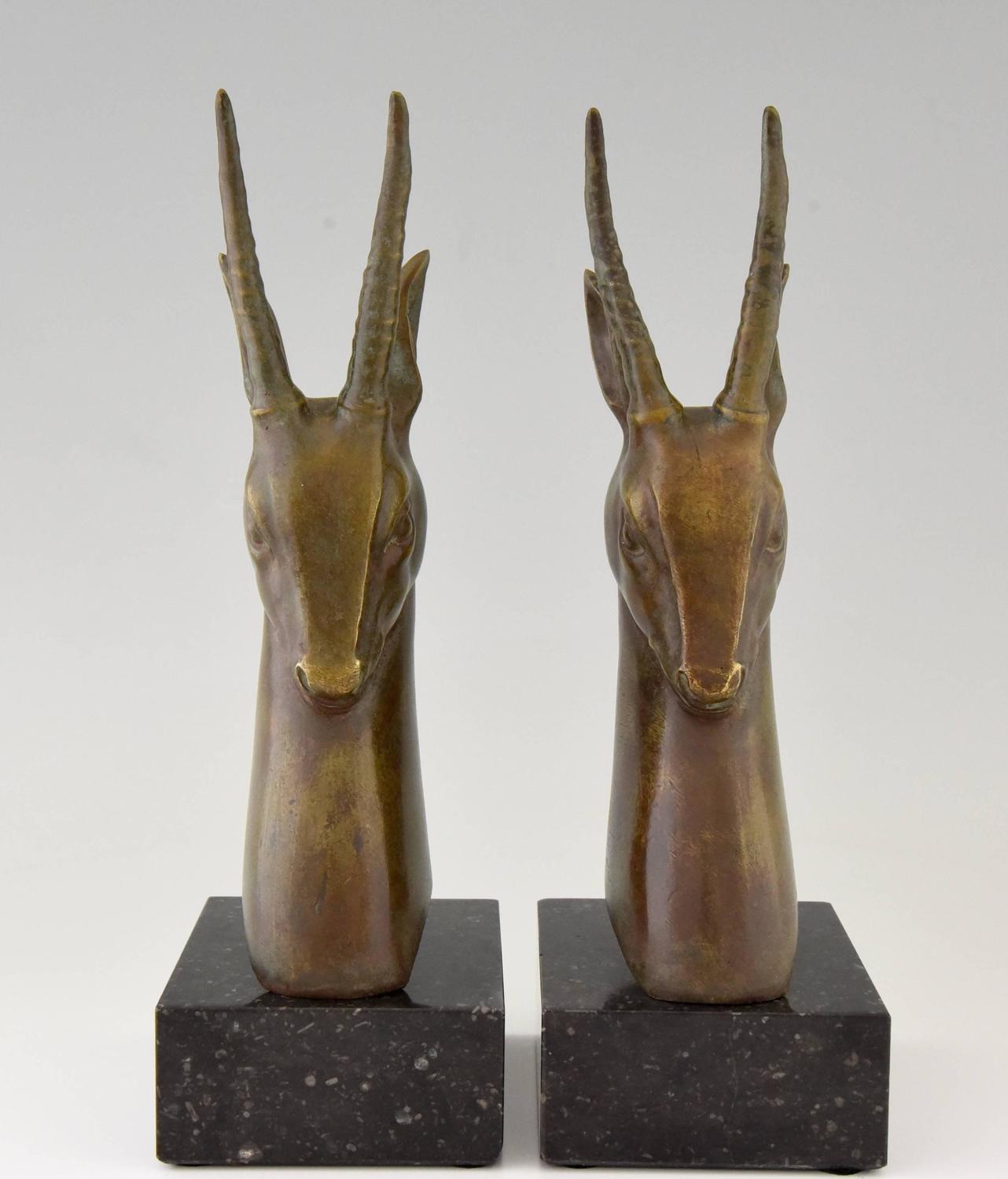 French Art Deco Bronze Deer or Antelope Bookends by G. Garreau, 1930 at