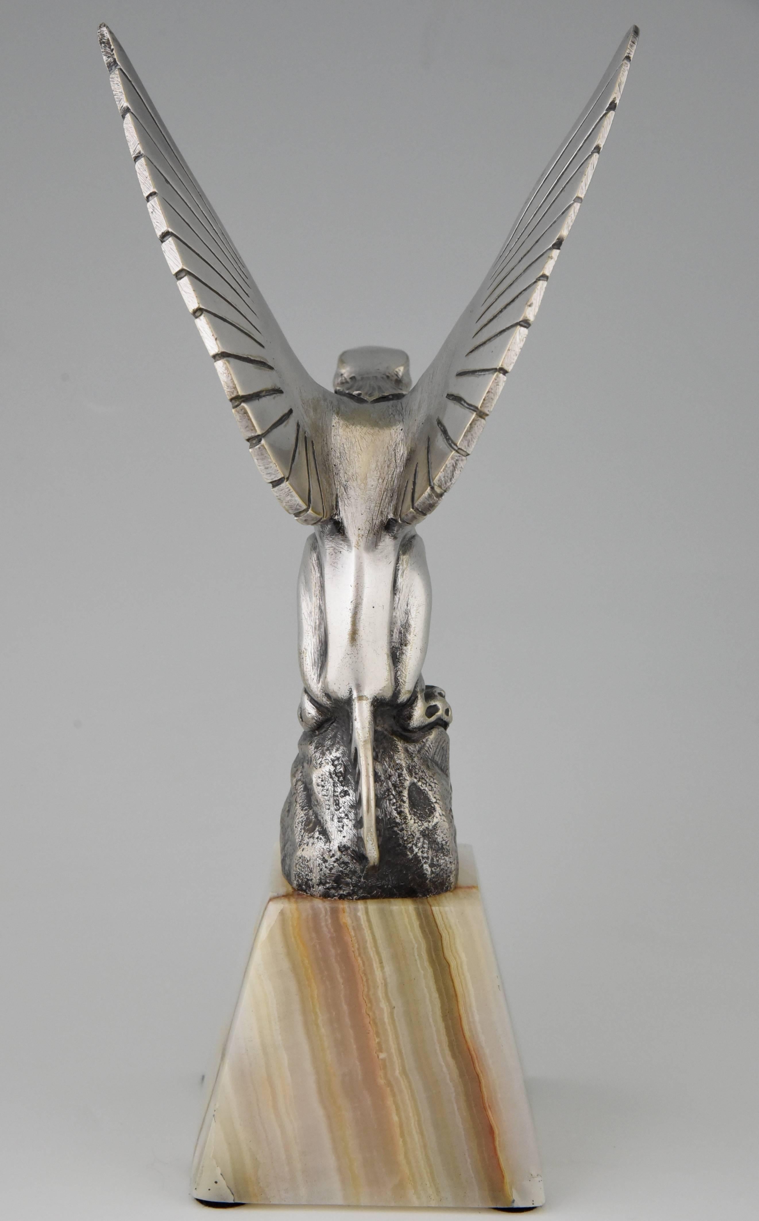20th Century Chimere Art Deco Silvered Bronze Car Mascot by G. H. Bourcart, 1920