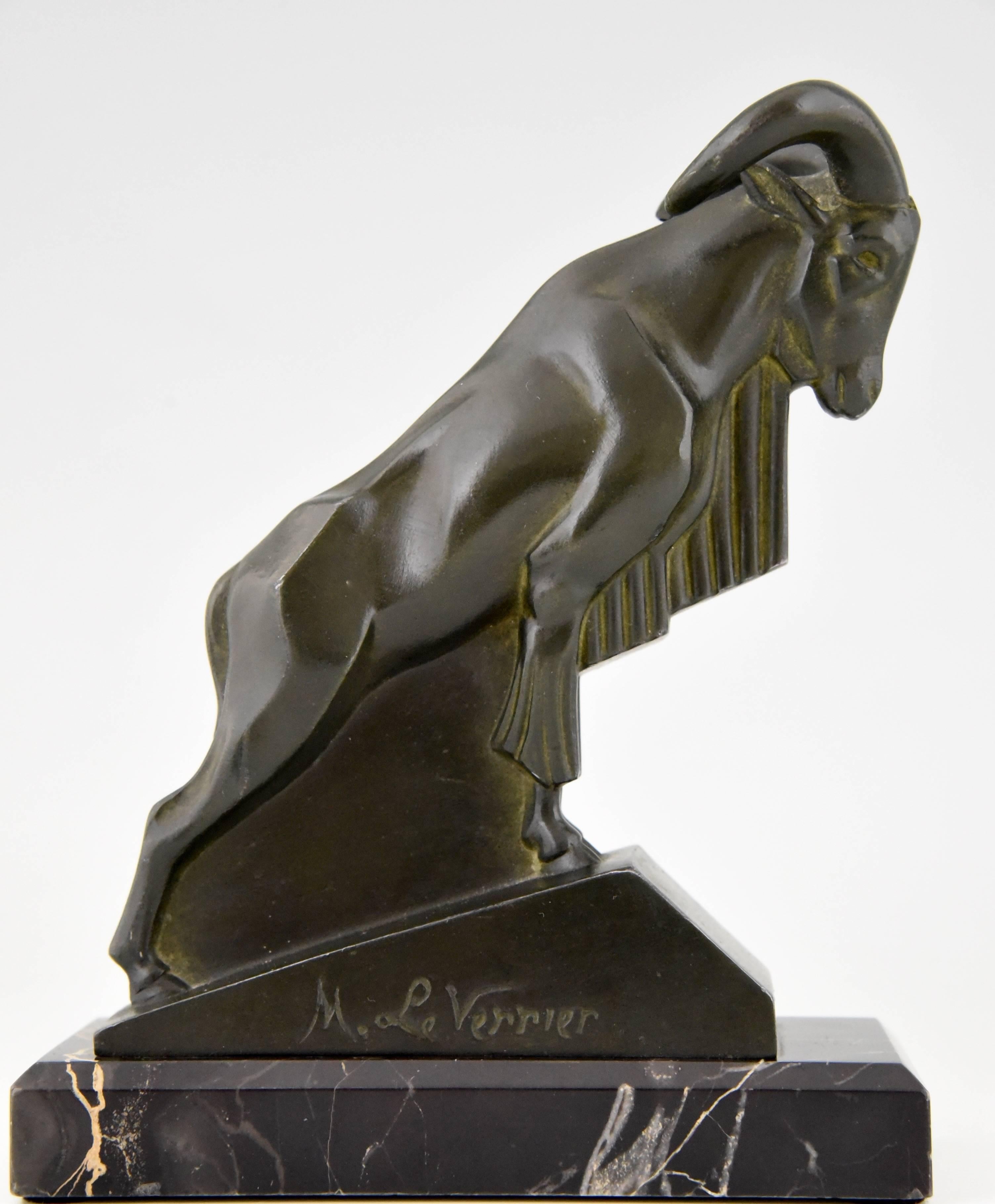 French Art Deco Ram Bookends by Max Le Verrier, 1930 2
