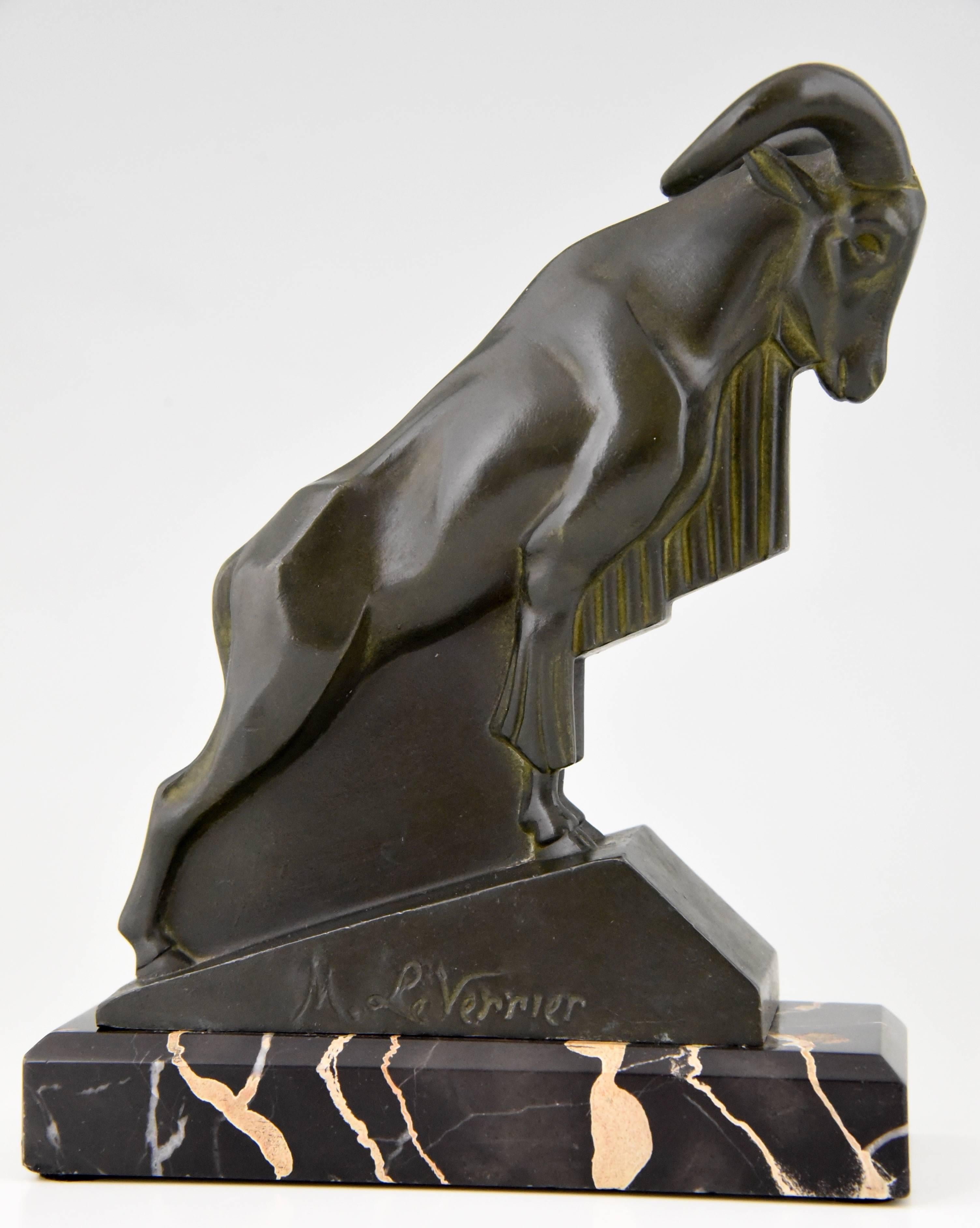 French Art Deco Ram Bookends by Max Le Verrier, 1930 1