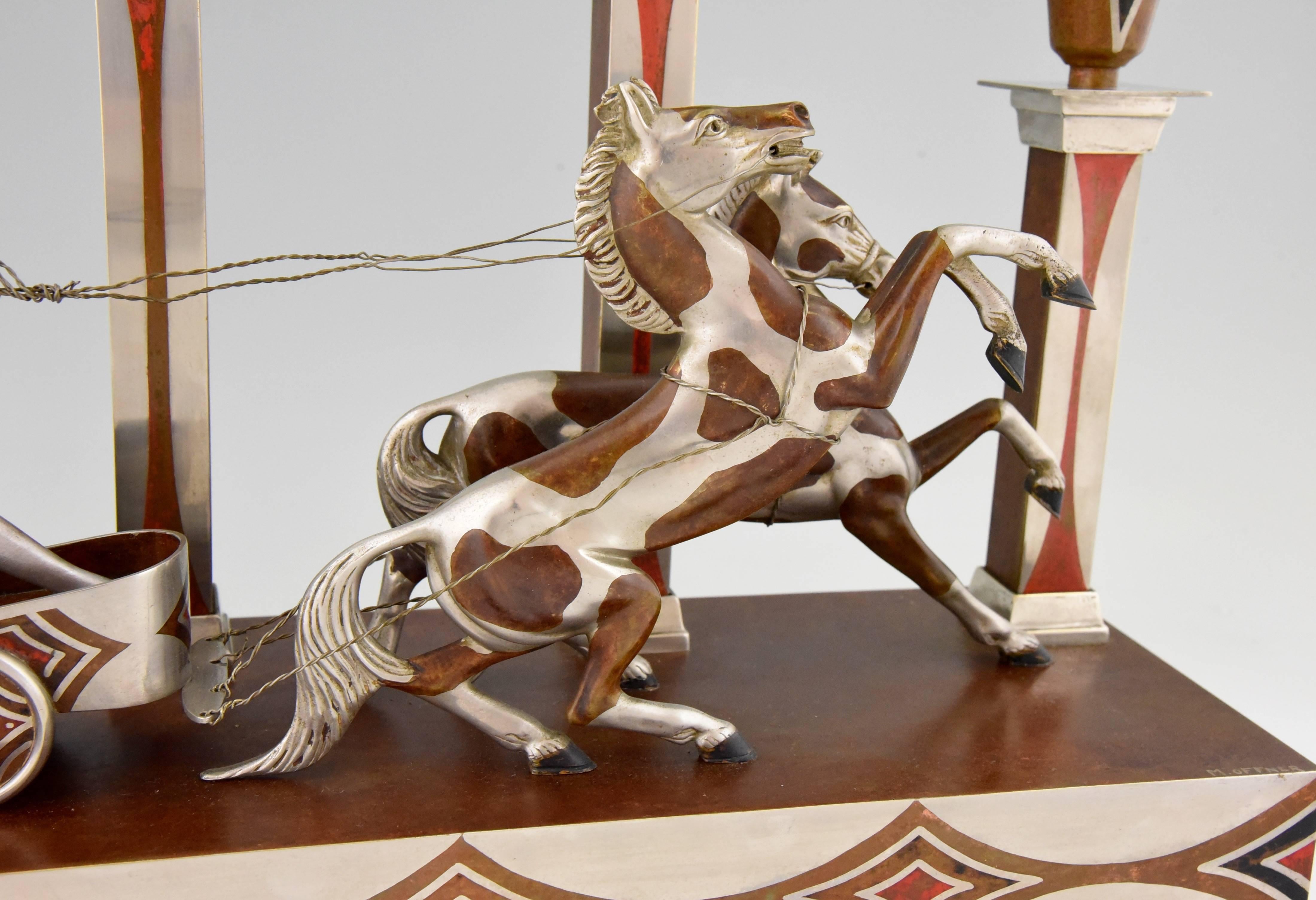  Art Deco Art Deco Bronze Charioteer & Horses Lamp by M. Offner, 1930 3