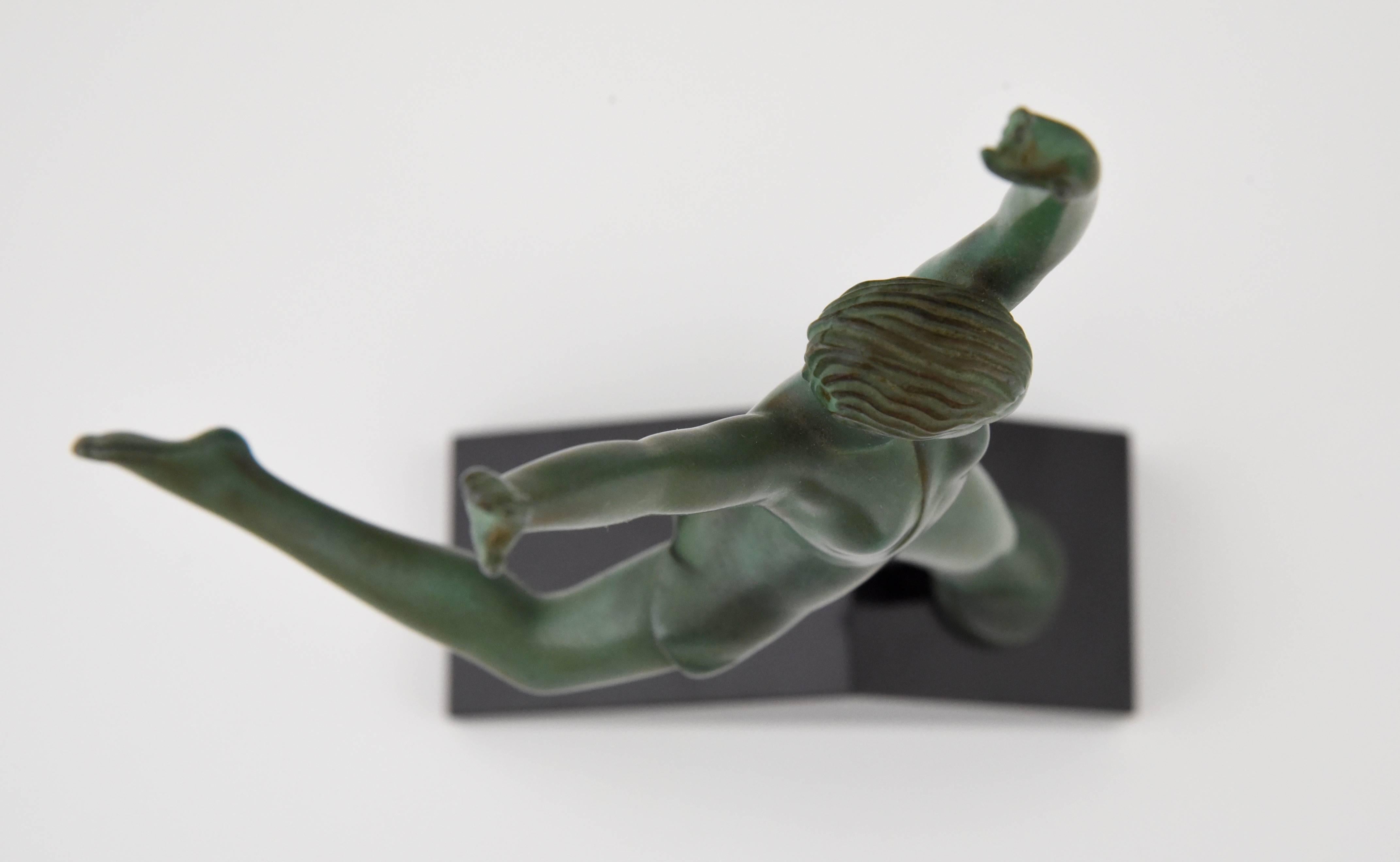 French Art Deco Sculpture Dancer Olympia by Fayral, Pierre Le Faguays, 1930 3