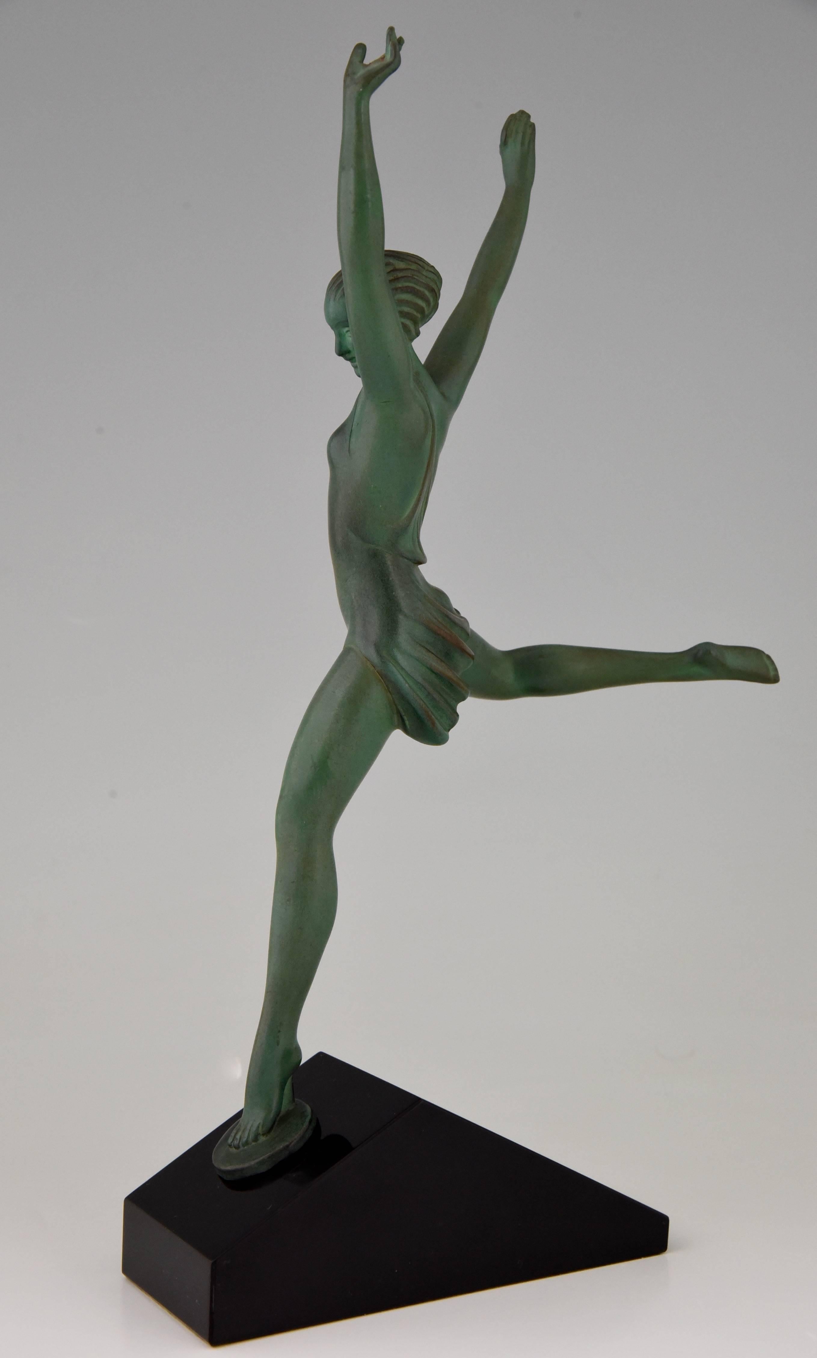 20th Century French Art Deco Sculpture Dancer Olympia by Fayral, Pierre Le Faguays, 1930