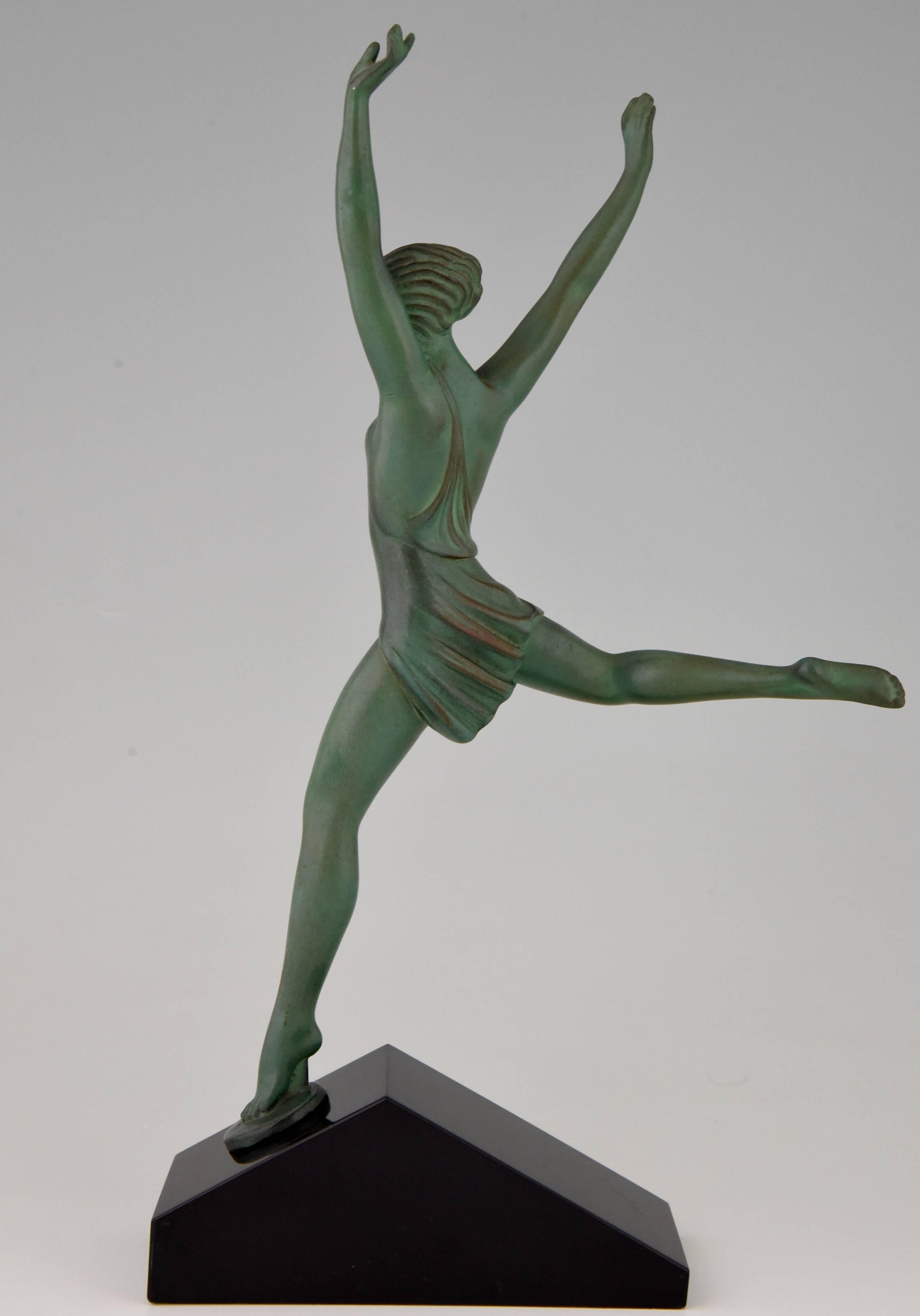 French Art Deco Sculpture Dancer Olympia by Fayral, Pierre Le Faguays, 1930 1
