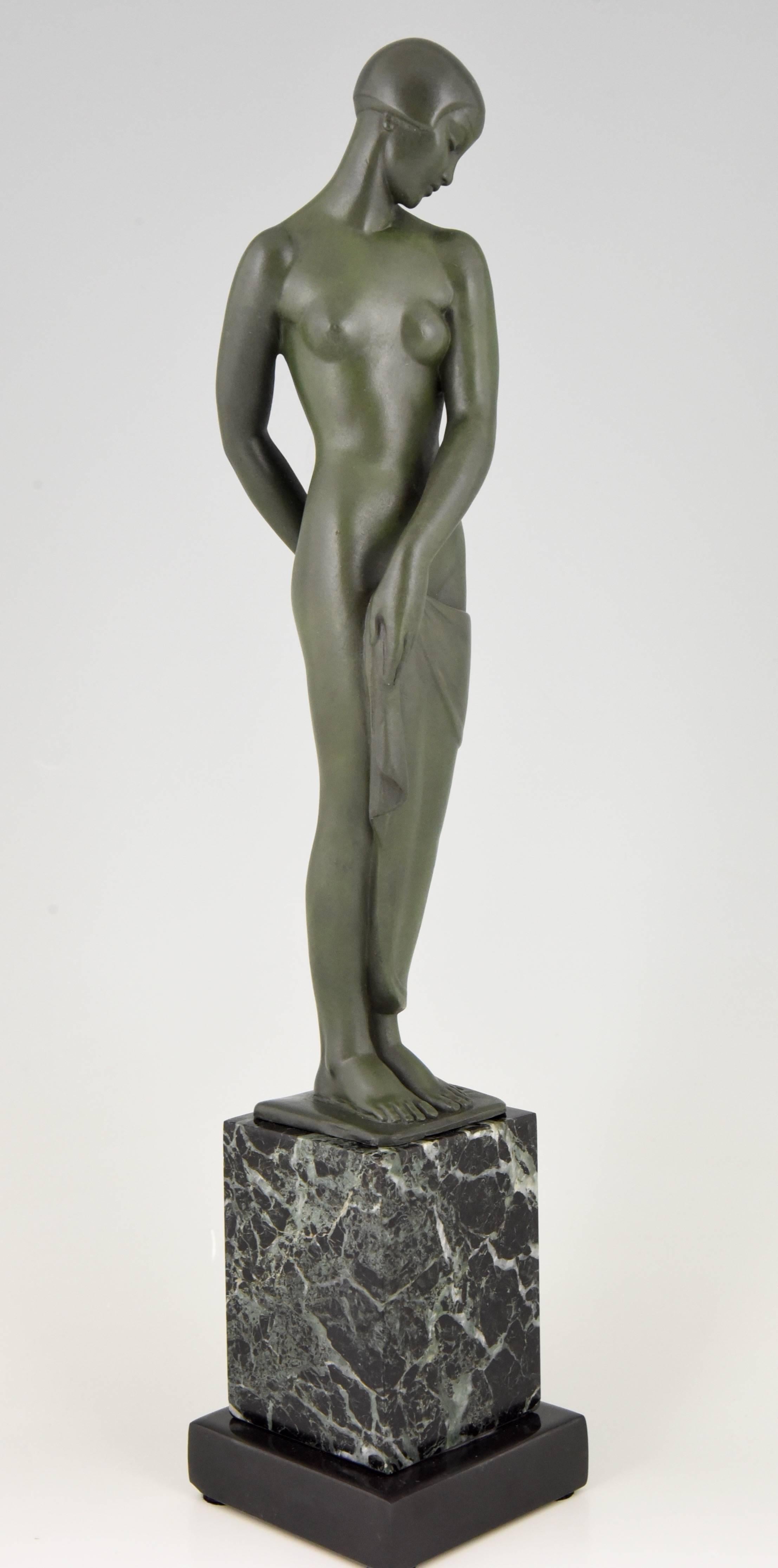 Art Deco Sculpture of a Standing Nude by Fayral, Pierre Le Faguays, 1930 france In Excellent Condition In Antwerp, BE
