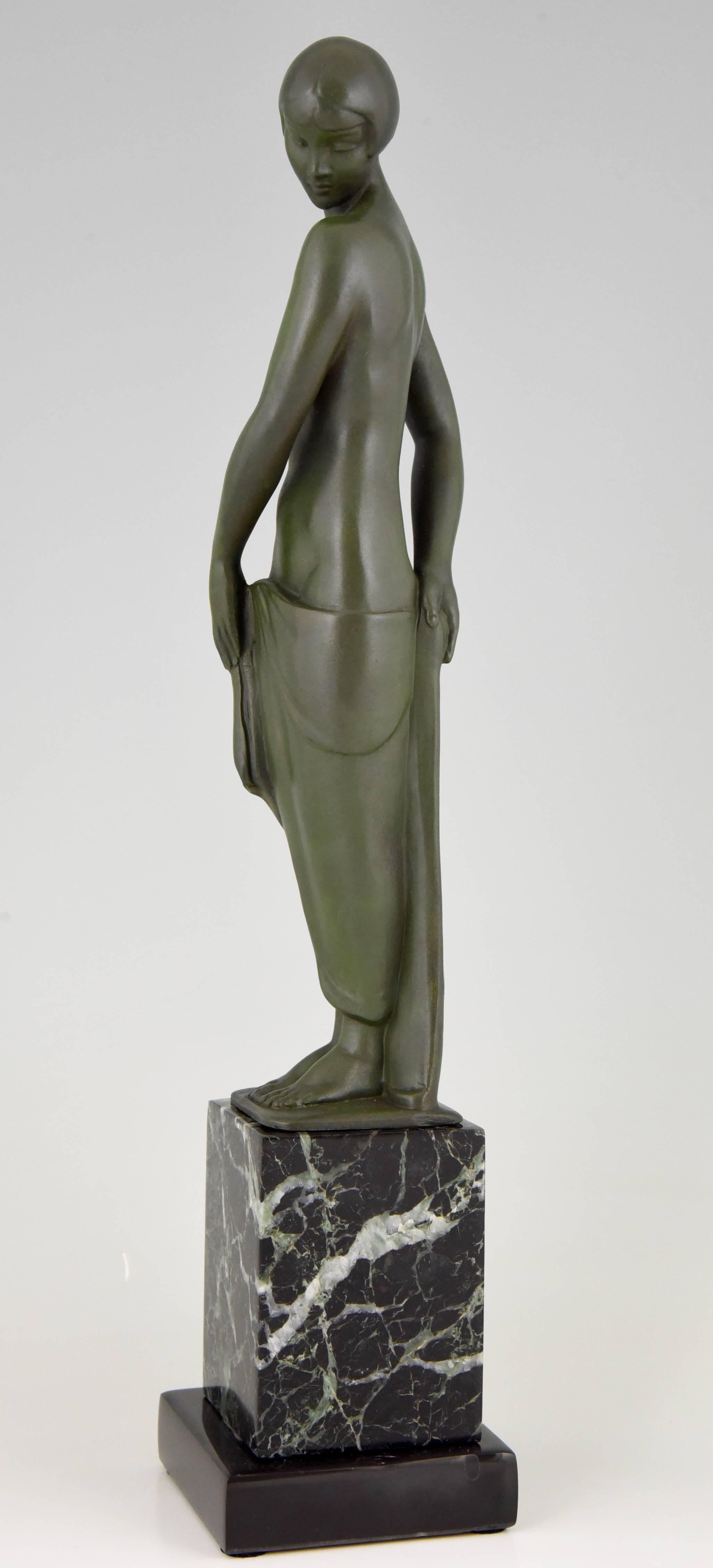 Mid-20th Century Art Deco Sculpture of a Standing Nude by Fayral, Pierre Le Faguays, 1930 france