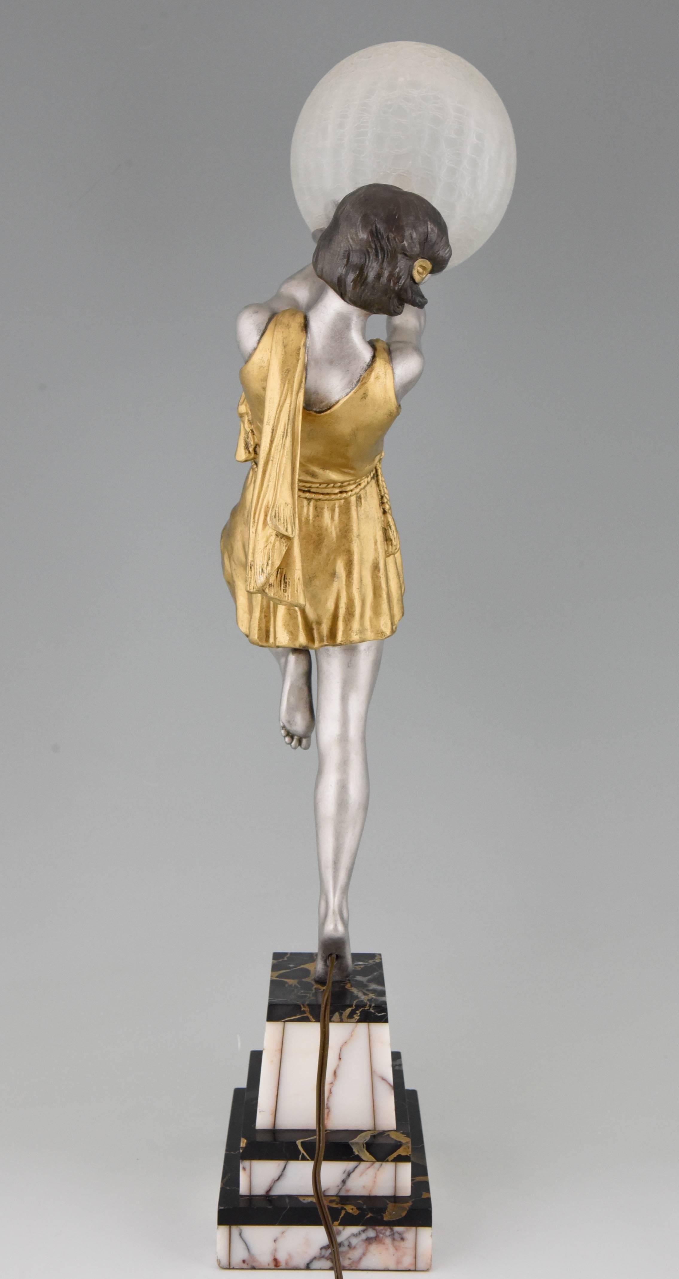art deco lamp with lady