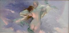 French Art Nouveau Painting Pierrot and Nude, 1900
