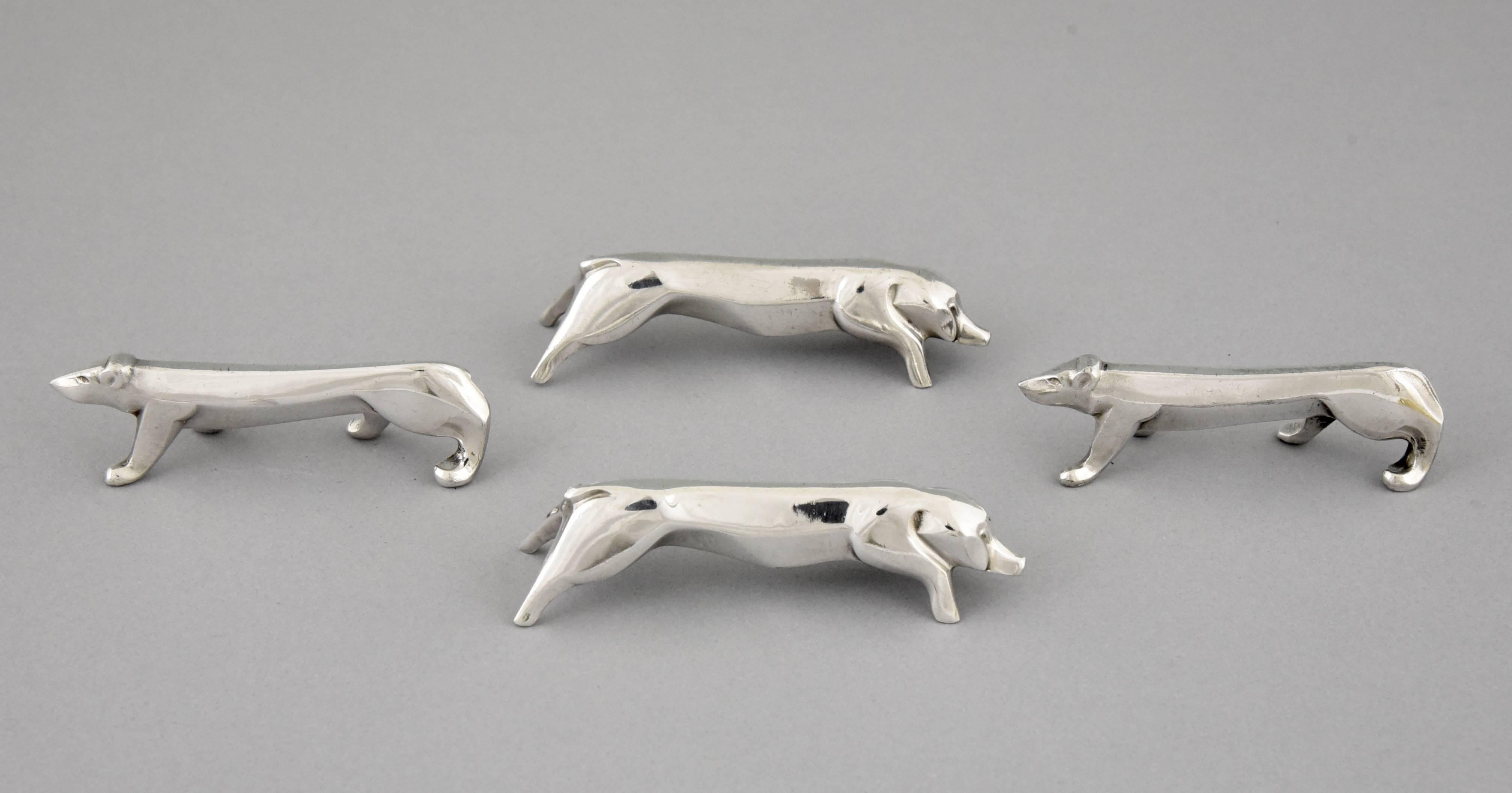 French Art Deco Set of 12 Animal Knife Rests by Sandoz for Gallia, Christofle
