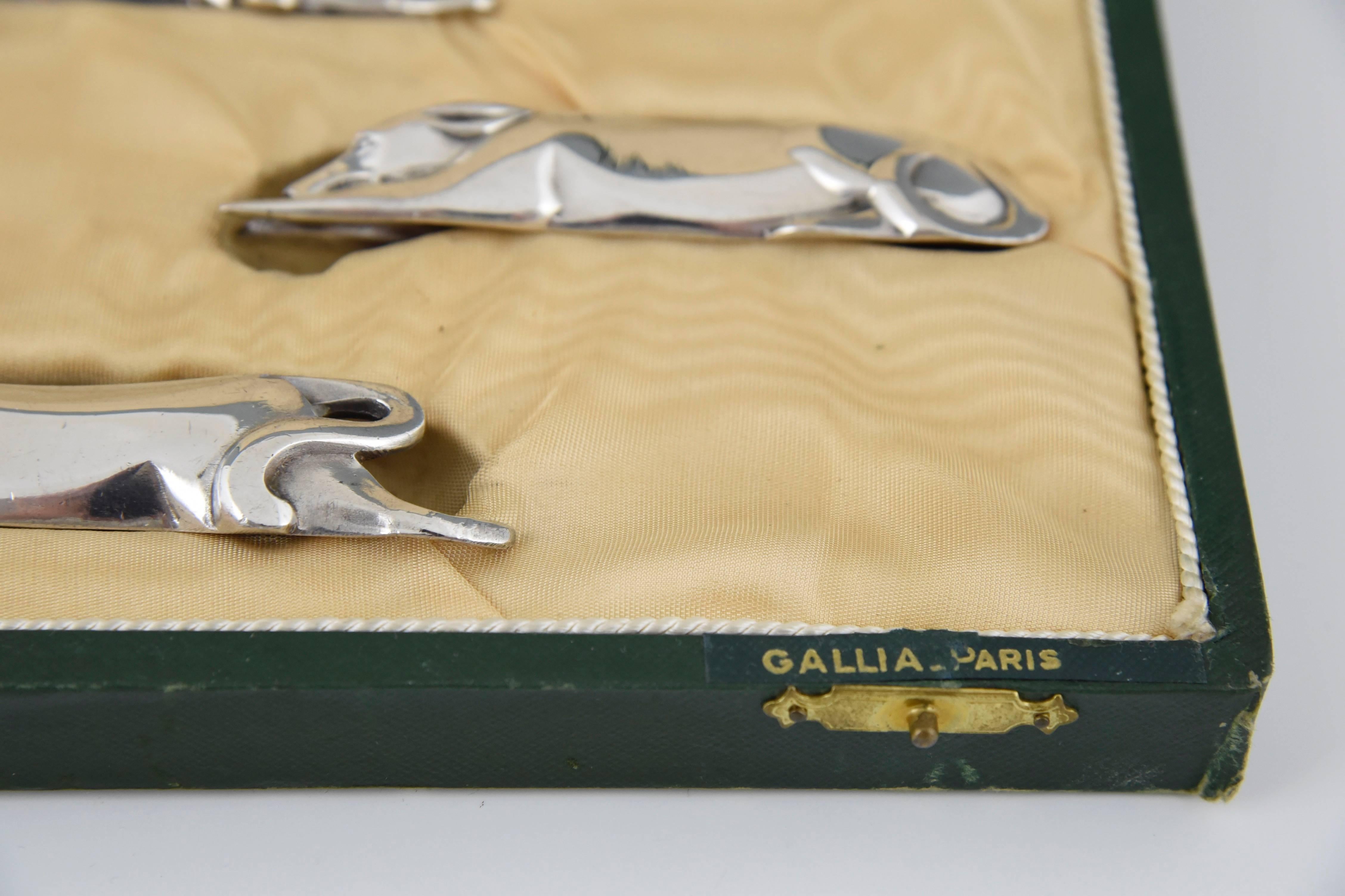 Art Deco Set of 12 Animal Knife Rests by Sandoz for Gallia, Christofle In Good Condition In Antwerp, BE