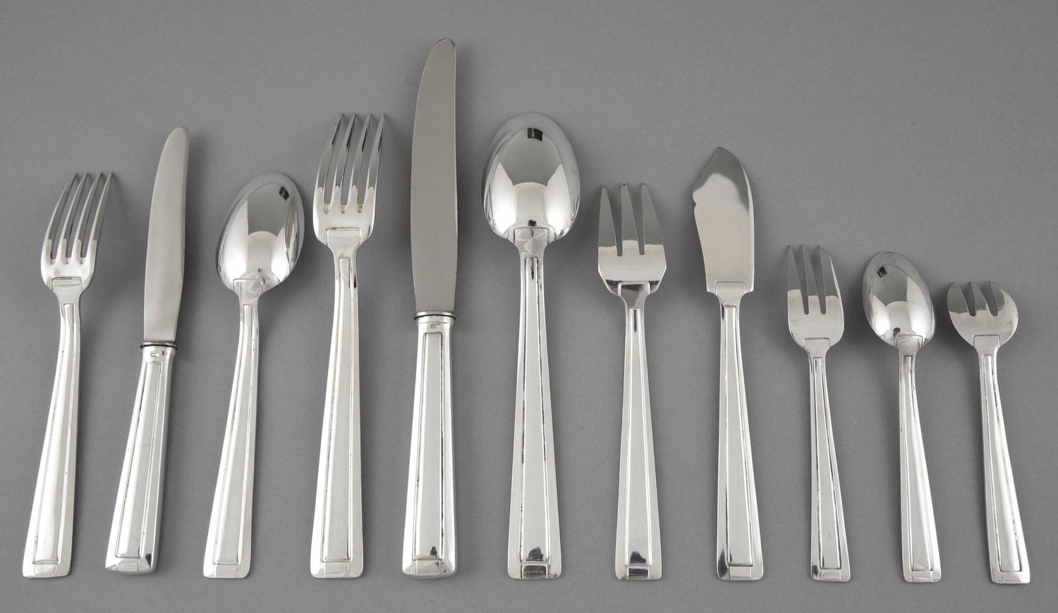 Art Deco Silver Plate Cutlery Flatware Set of 140 Piece d