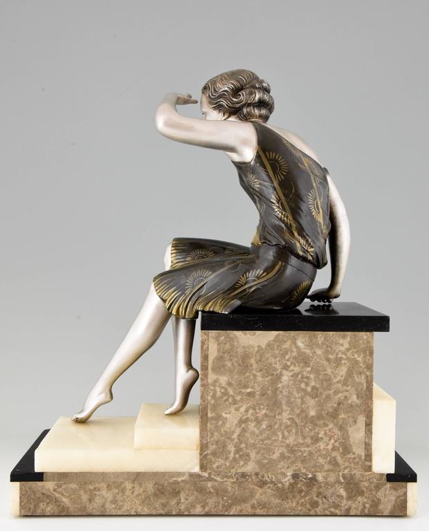 French Art Deco Sculpture Woman with Borzoi Dog by Uriano, 1930 at