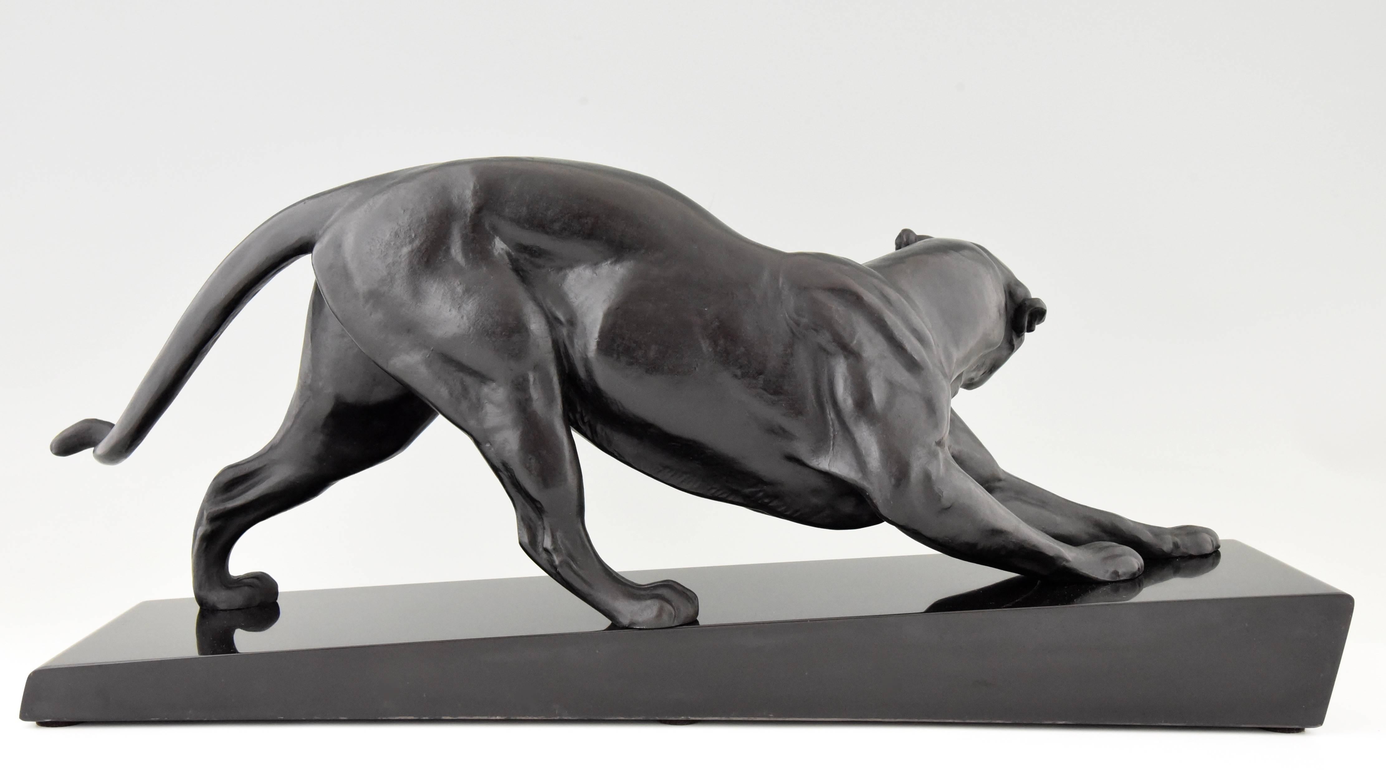 Metal French Art Deco Panther Sculpture by Plagnet, 1930
