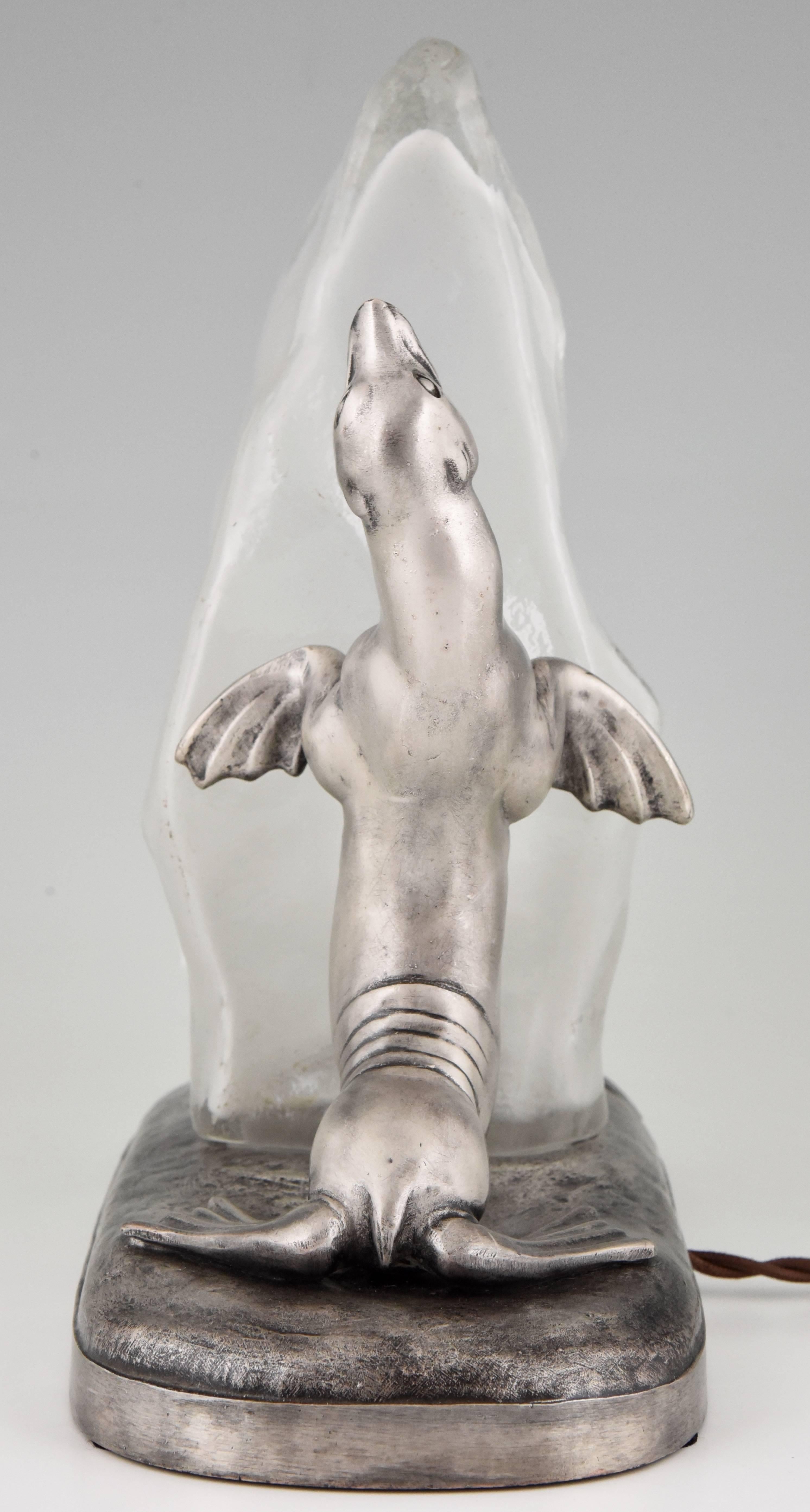20th Century Art Deco Lamp with Seal by Carvin, 1930 France