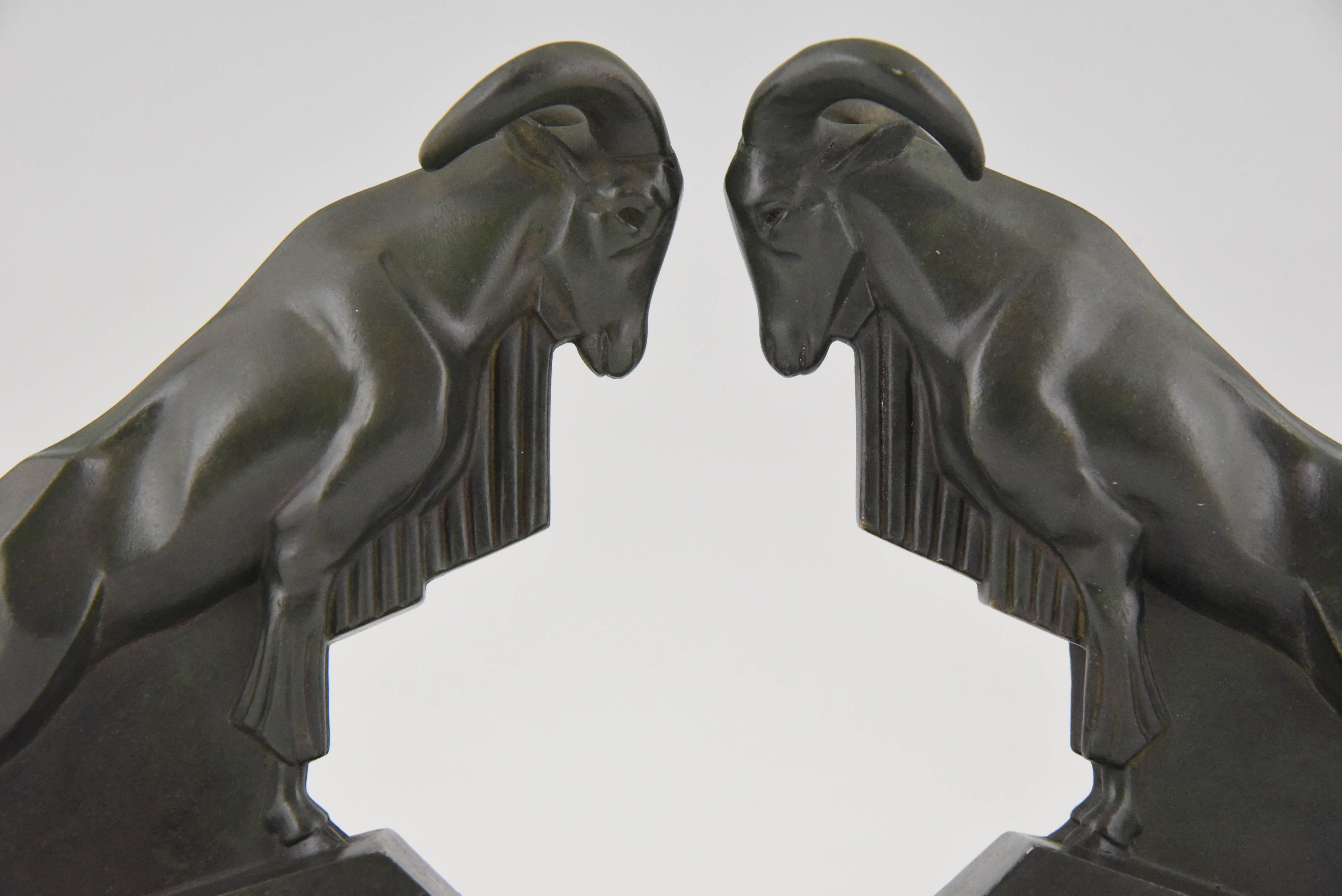 French Art Deco Ram Bookends by Max Le Verrier, 1930 1