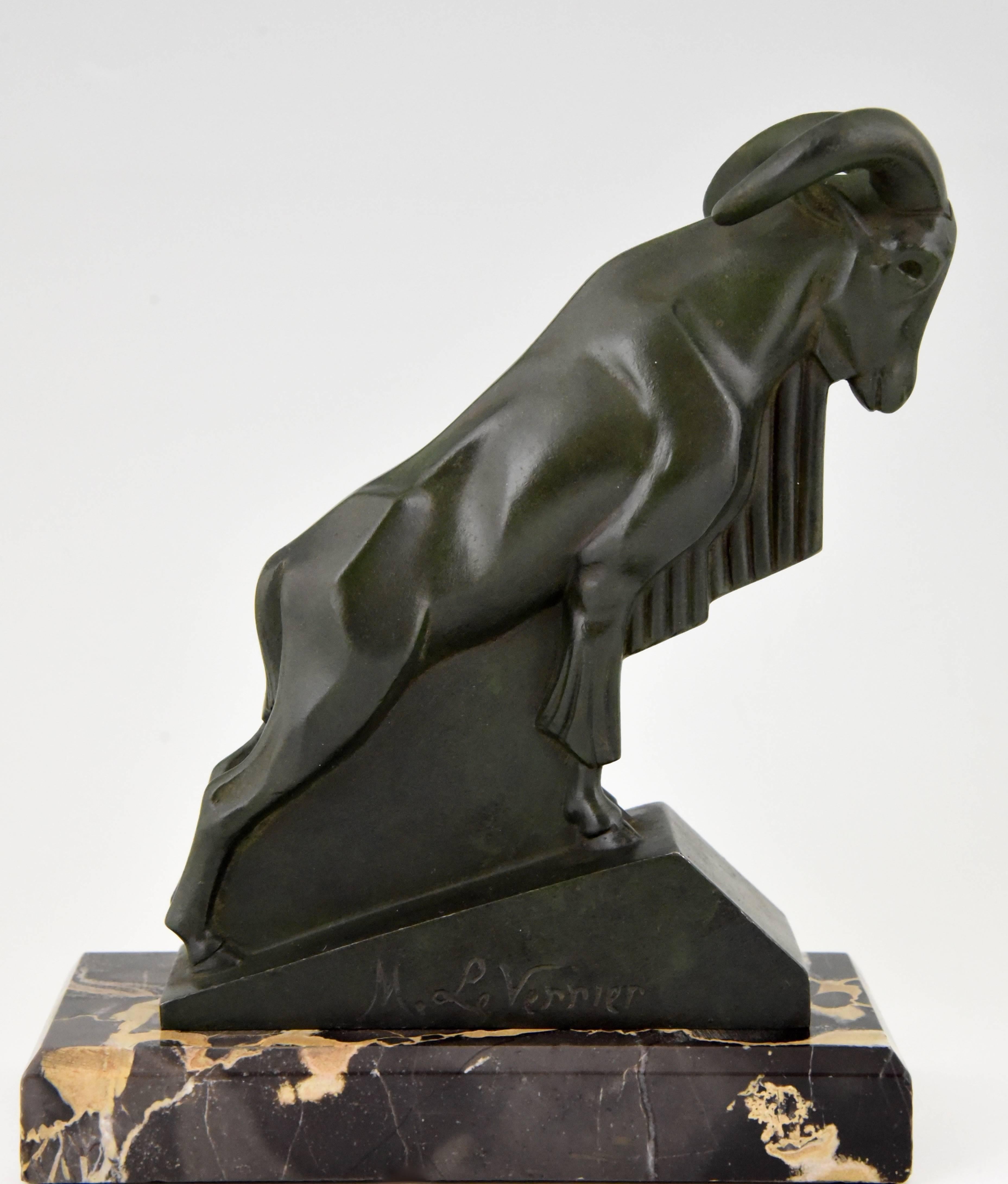 20th Century French Art Deco Ram Bookends by Max Le Verrier, 1930