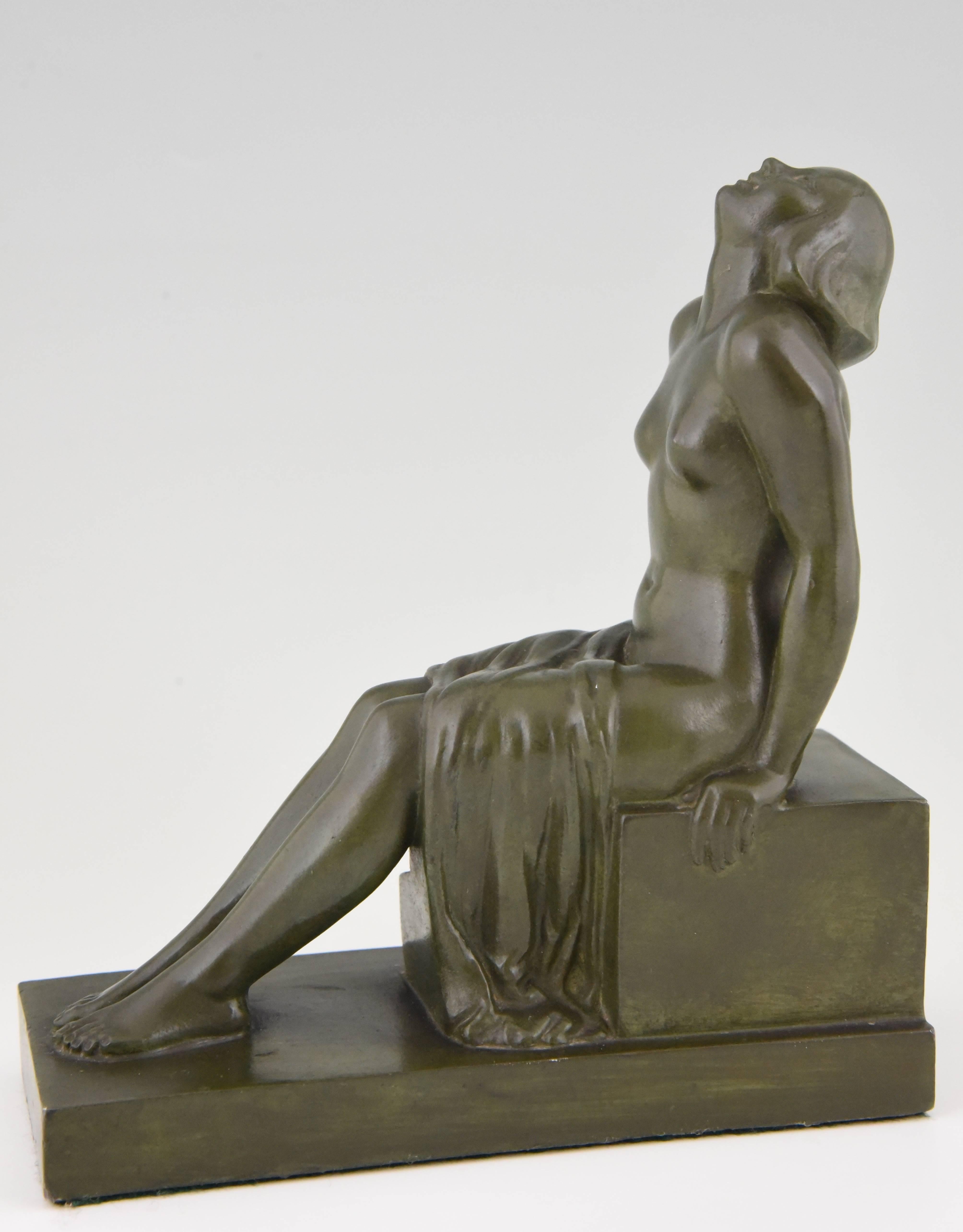 French Art Deco Bookends Sitting Nudes by Janle, 1930 3