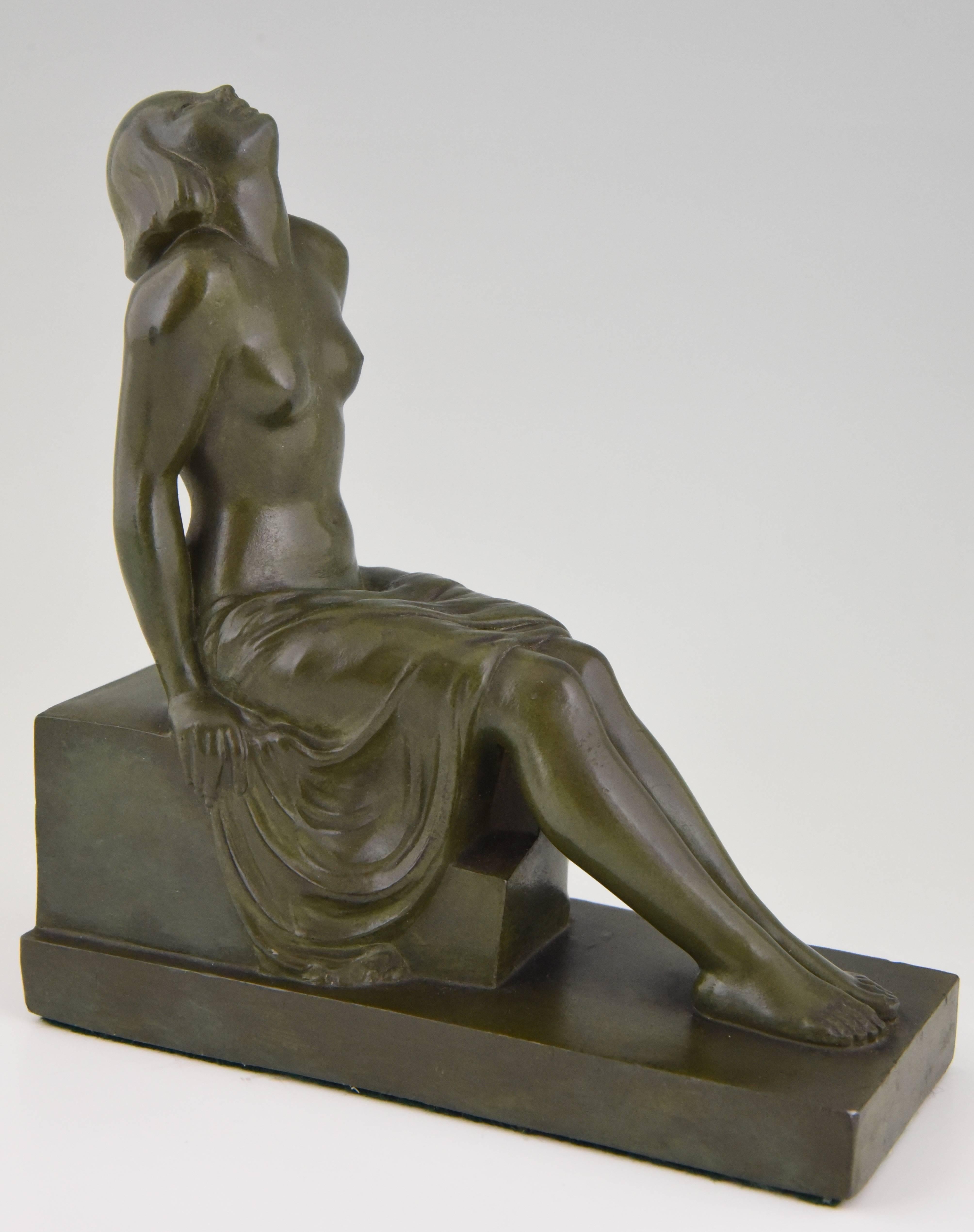 French Art Deco Bookends Sitting Nudes by Janle, 1930 4