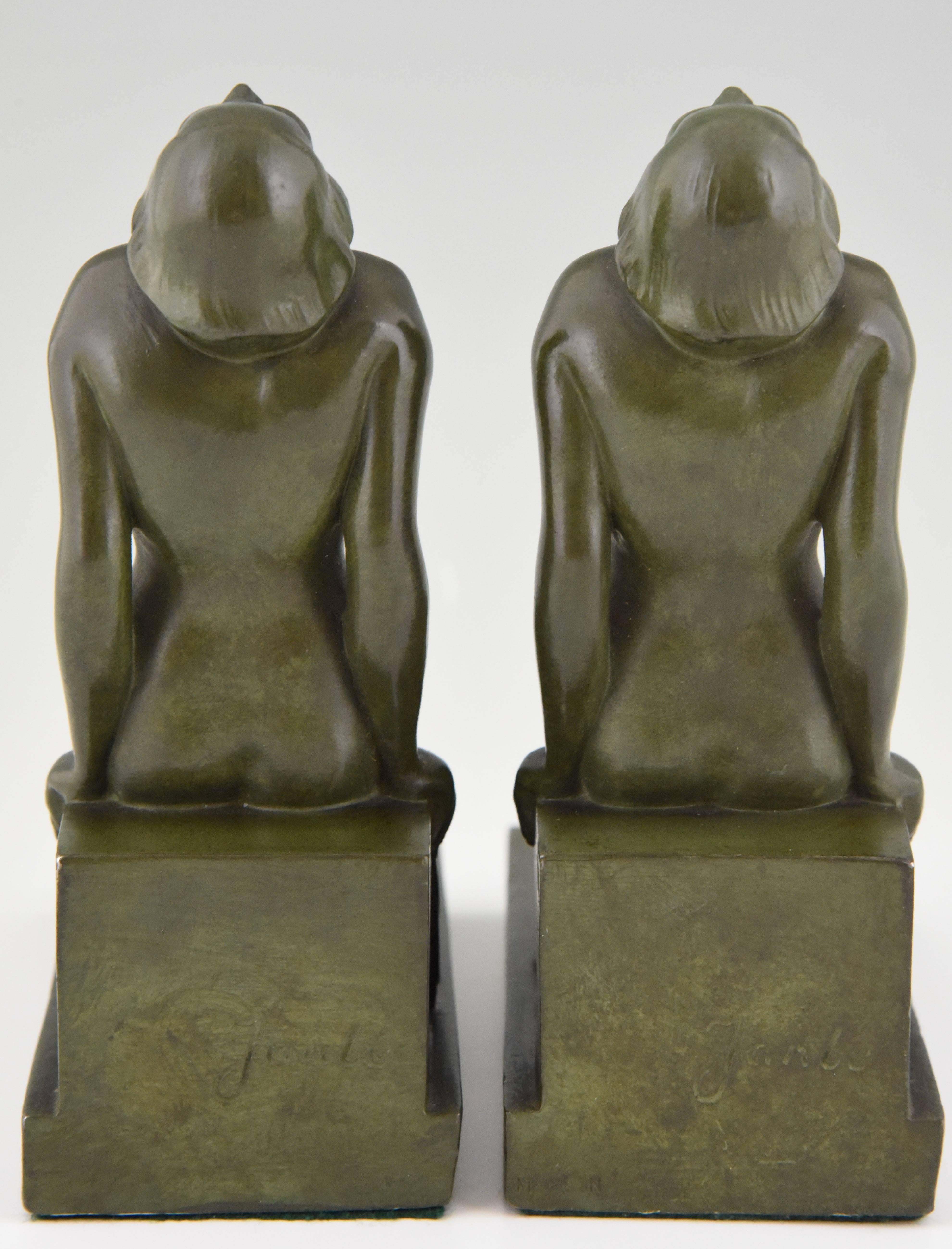 20th Century French Art Deco Bookends Sitting Nudes by Janle, 1930