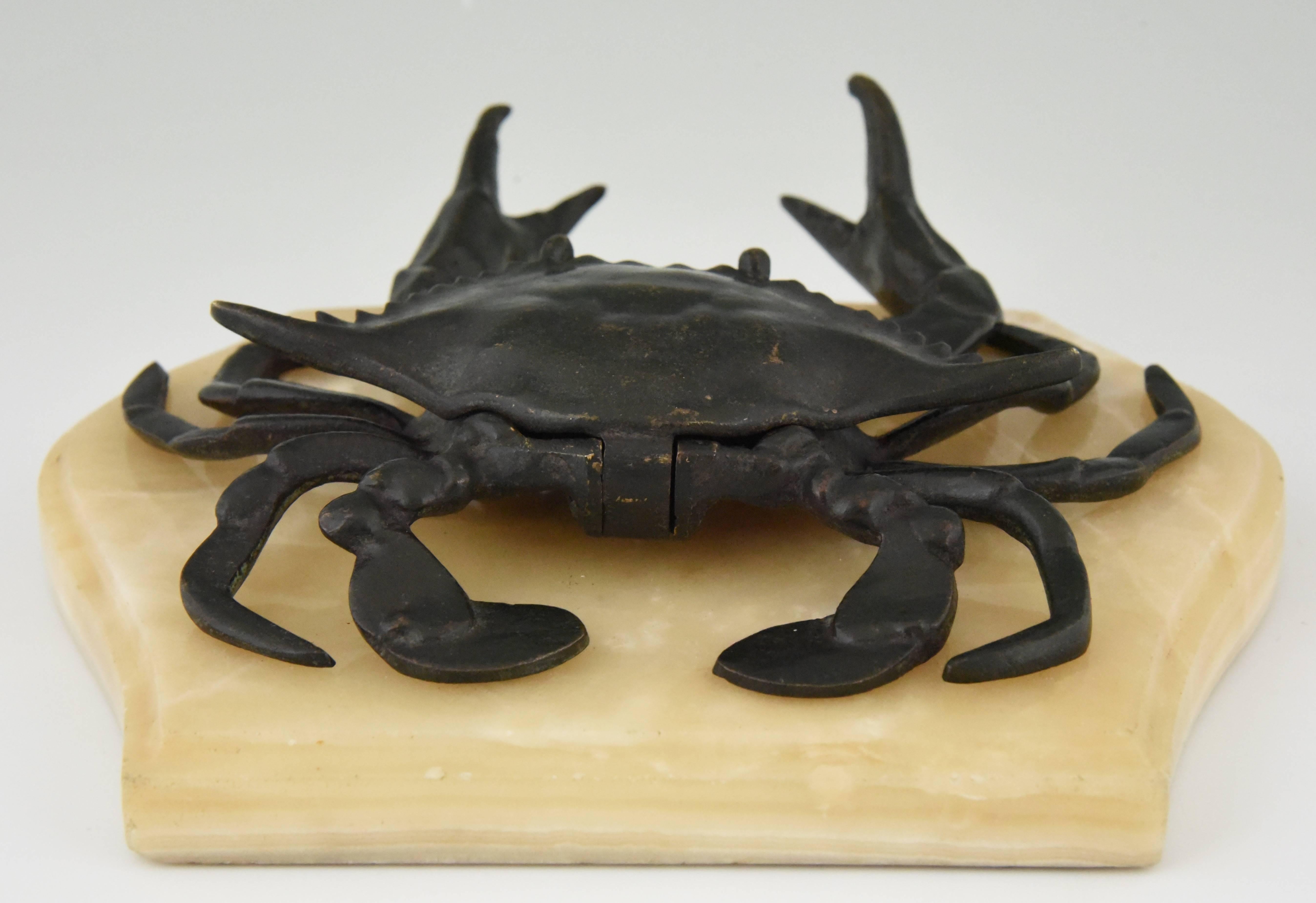 Antique French Bronze Crab Inkwell, 1900 2