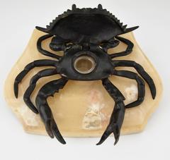 Antique French Bronze Crab Inkwell, 1900