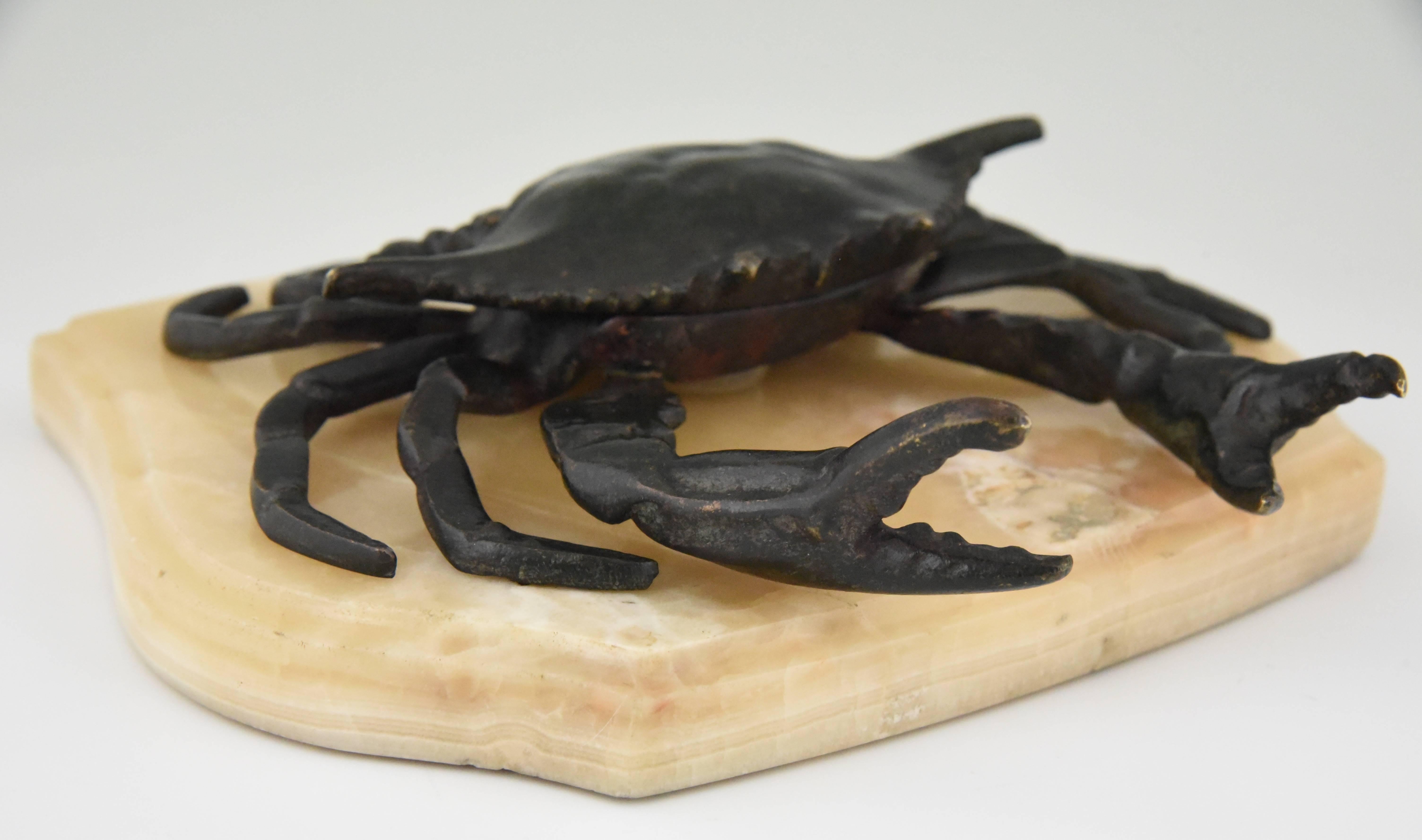 20th Century Antique French Bronze Crab Inkwell, 1900