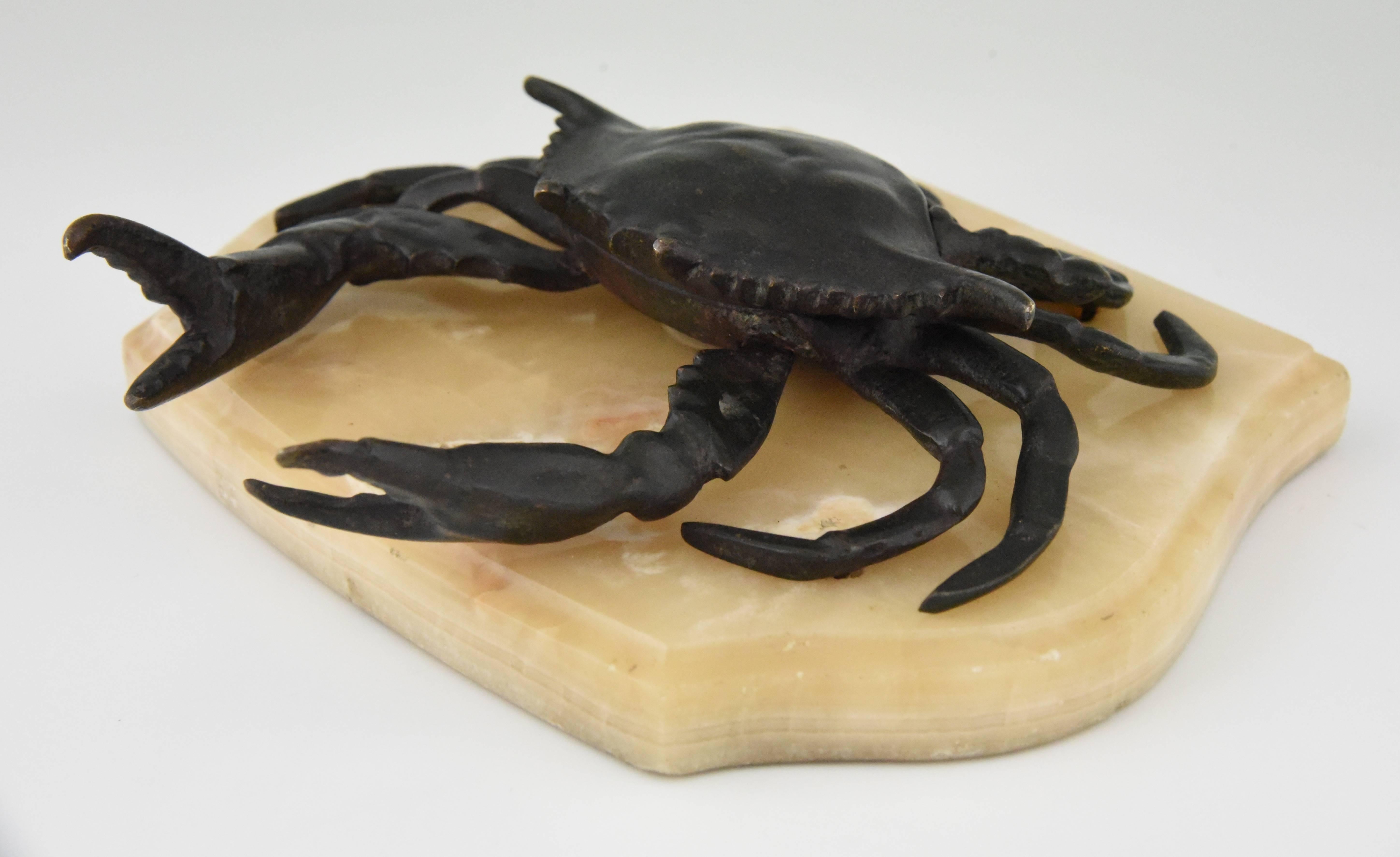 Antique French Bronze Crab Inkwell, 1900 1
