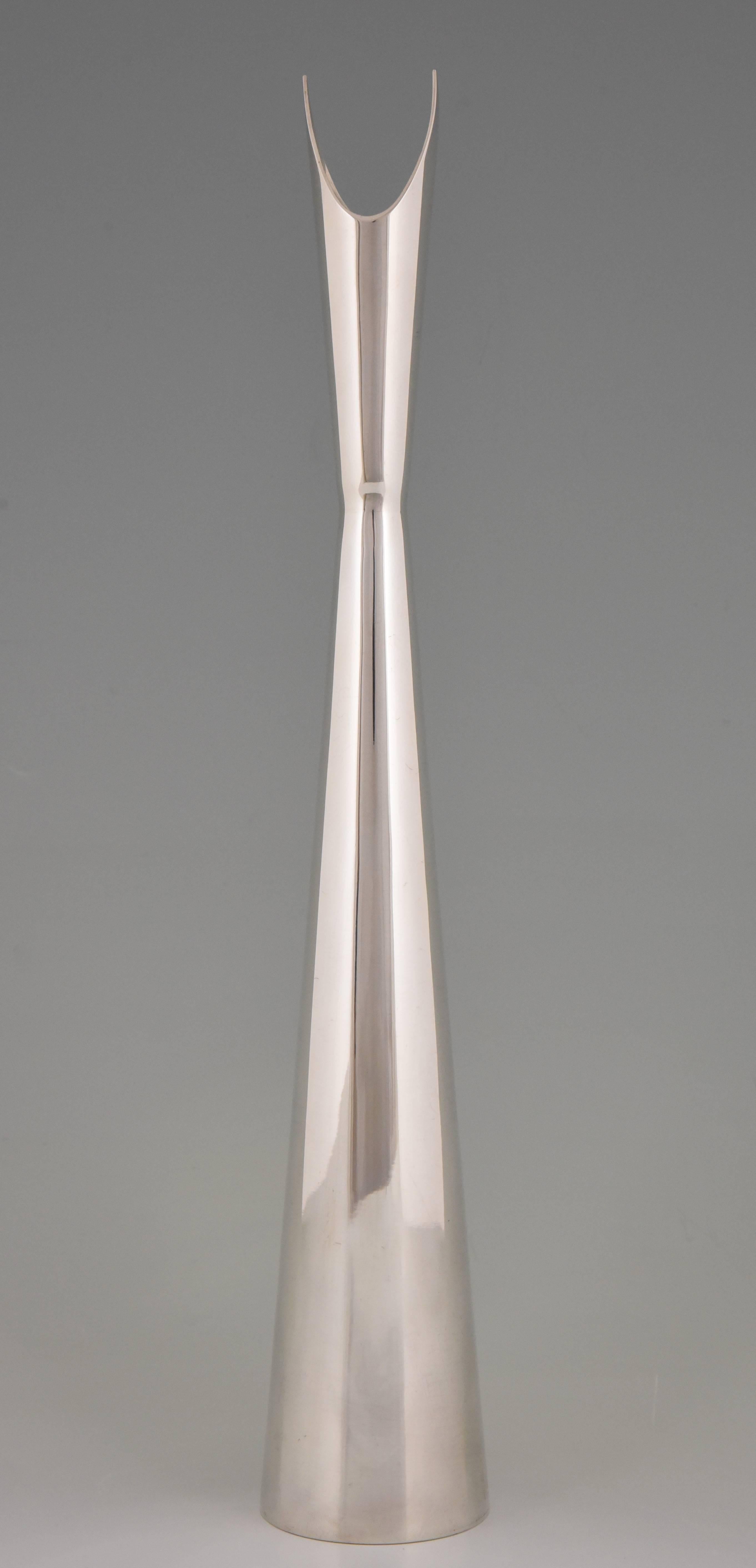 Mid-Century Modern Lino Sabattini for Christofle Cardinal  a Silvered Metal Vase  1957 France