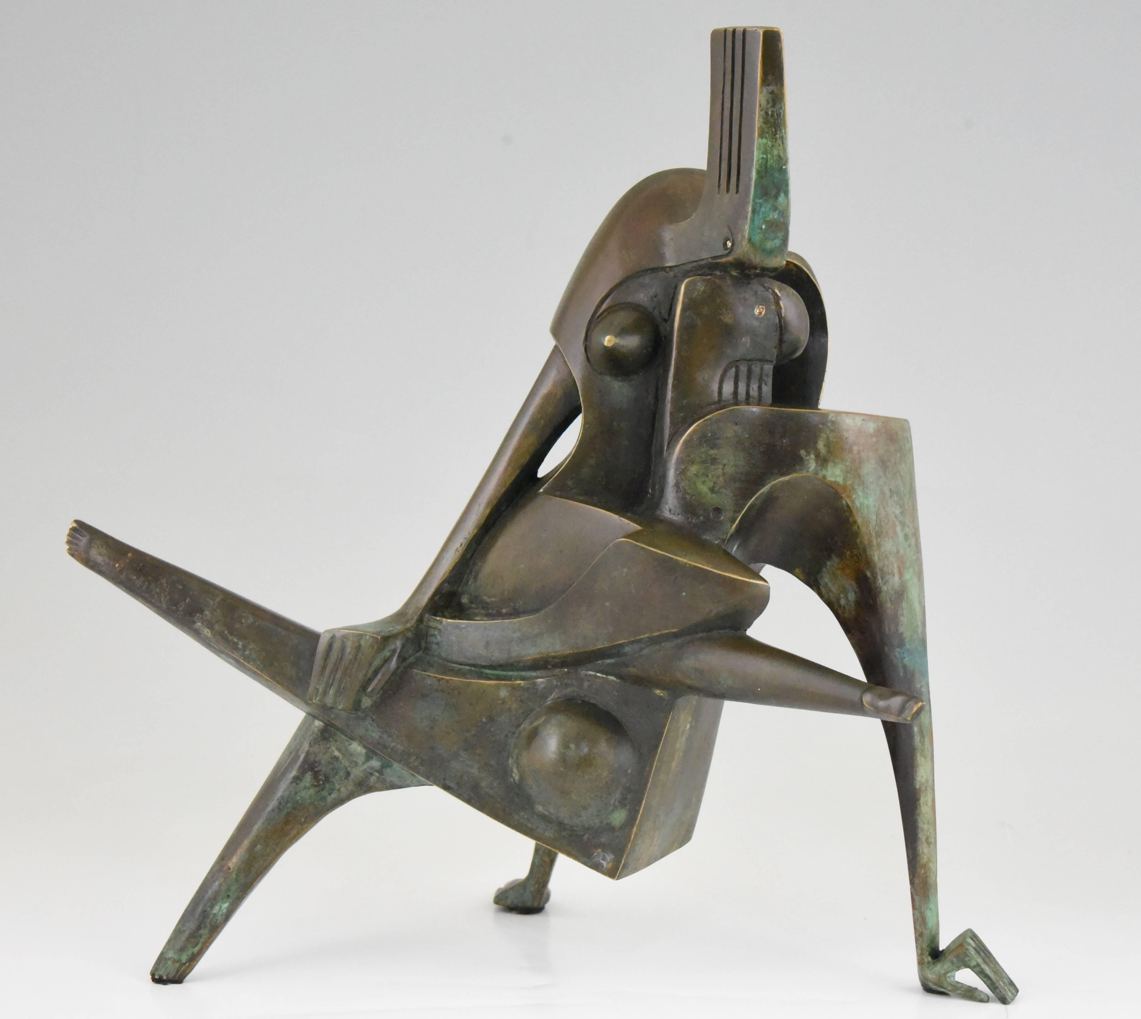 Artist/ maker: Stefan Vladov
Signature/marks: Monogram
Style: Mid-Century Modern
Date: 1970-1980
Material: Bronze, patinated.
Origin: Bulgaria
Size: H. 37 cm x L 35 cm x W 28 cm
H 14.6 inch x L 13.8 inch x W 11 inch
Condition: Excellent