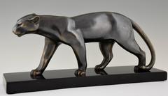 Sculpture française Art déco d'une panthère en train de marcher, Emile Louis Bracquemond, 1930