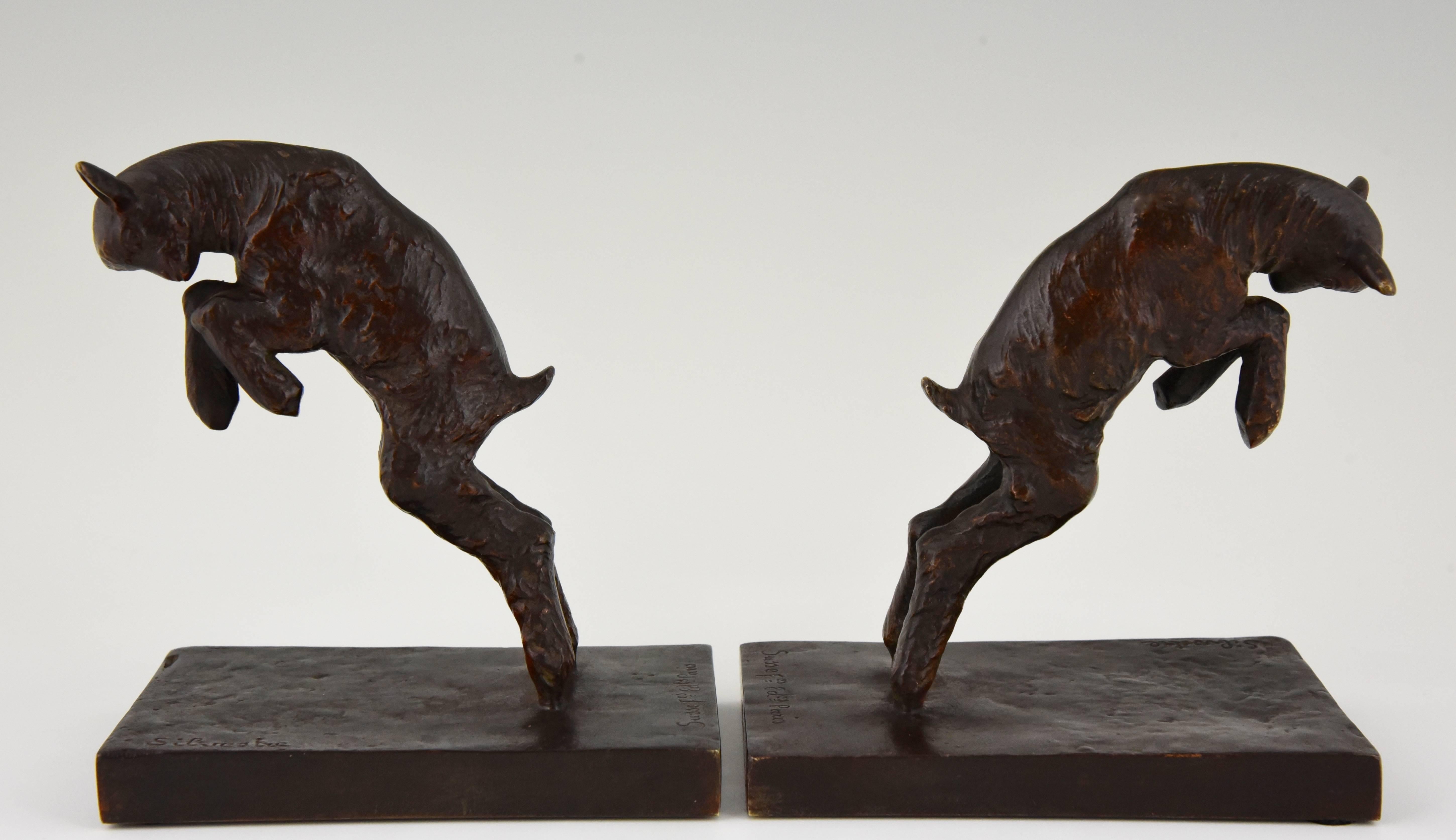 French Art Deco Bronze Lamb Bookends by Paul Silvestre, 1930 France