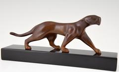 French Art Deco Bronze Panther Sculpture by Michel Decoux, 1930