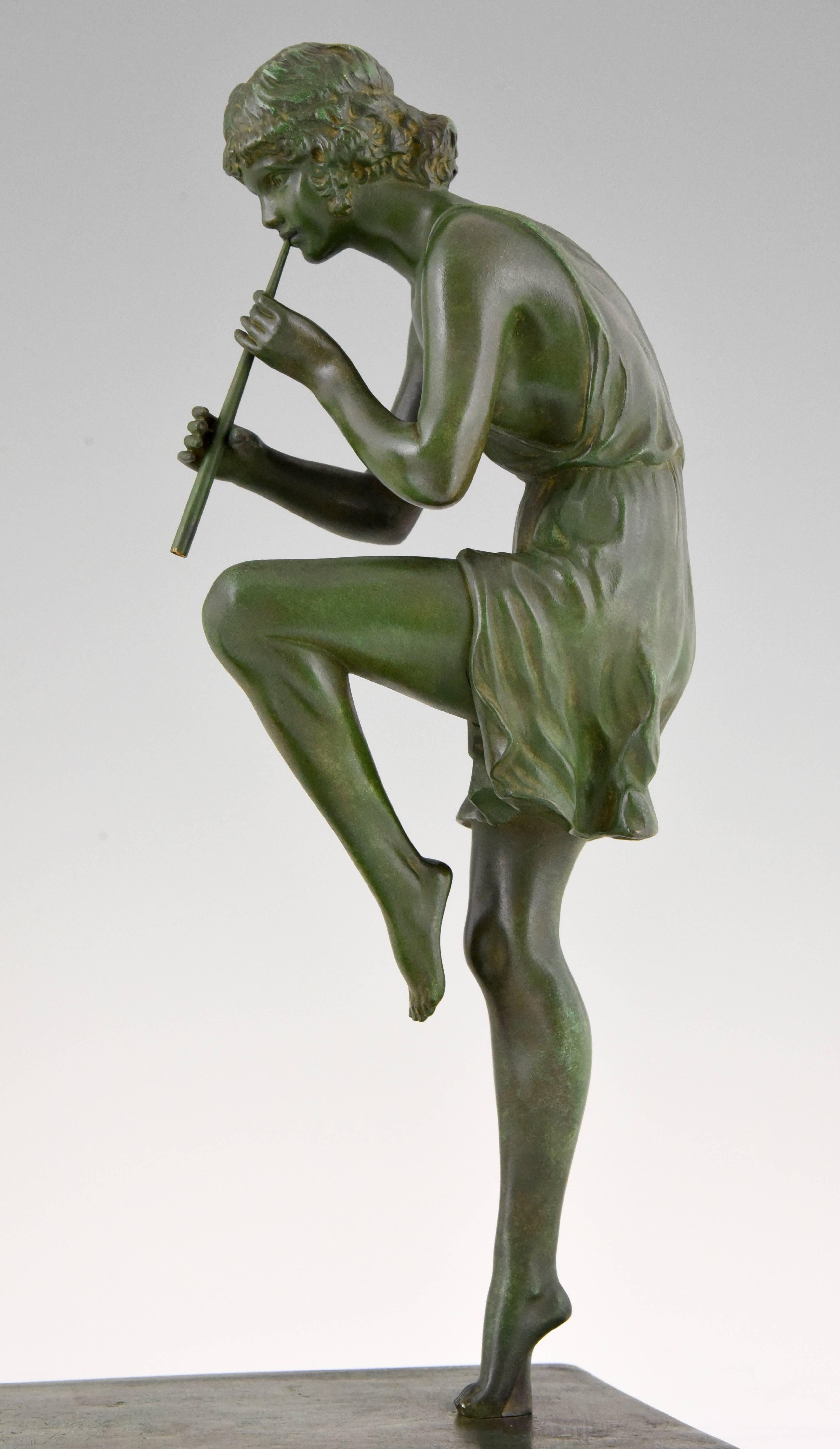 20th Century Art Deco Bronze Sculpture of 3 Female Flute Players by Marcel Bouraine France