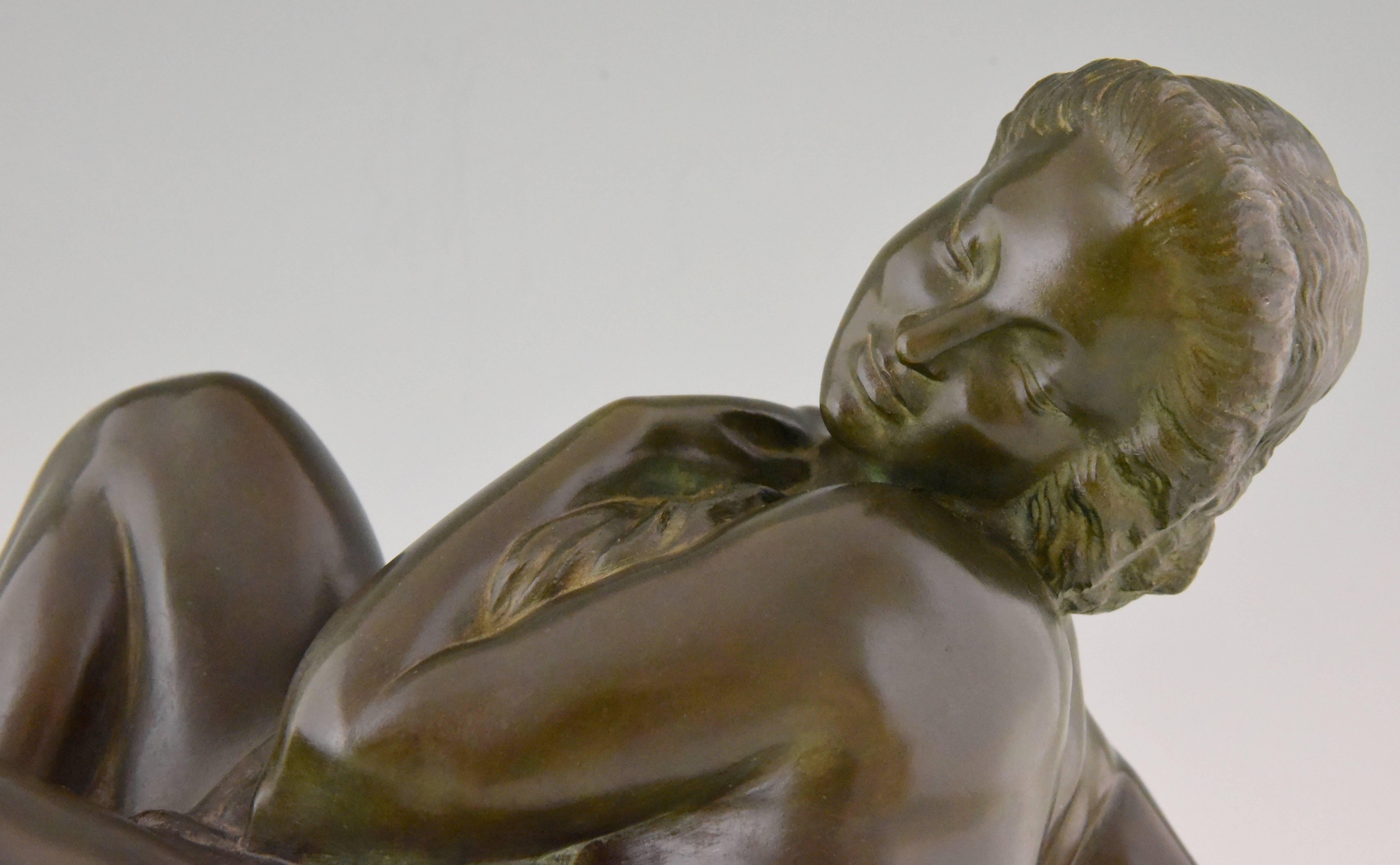 Art Deco Bronze Sculpture of a Nude with Drape Marcel Bouraine, 1930 France 3