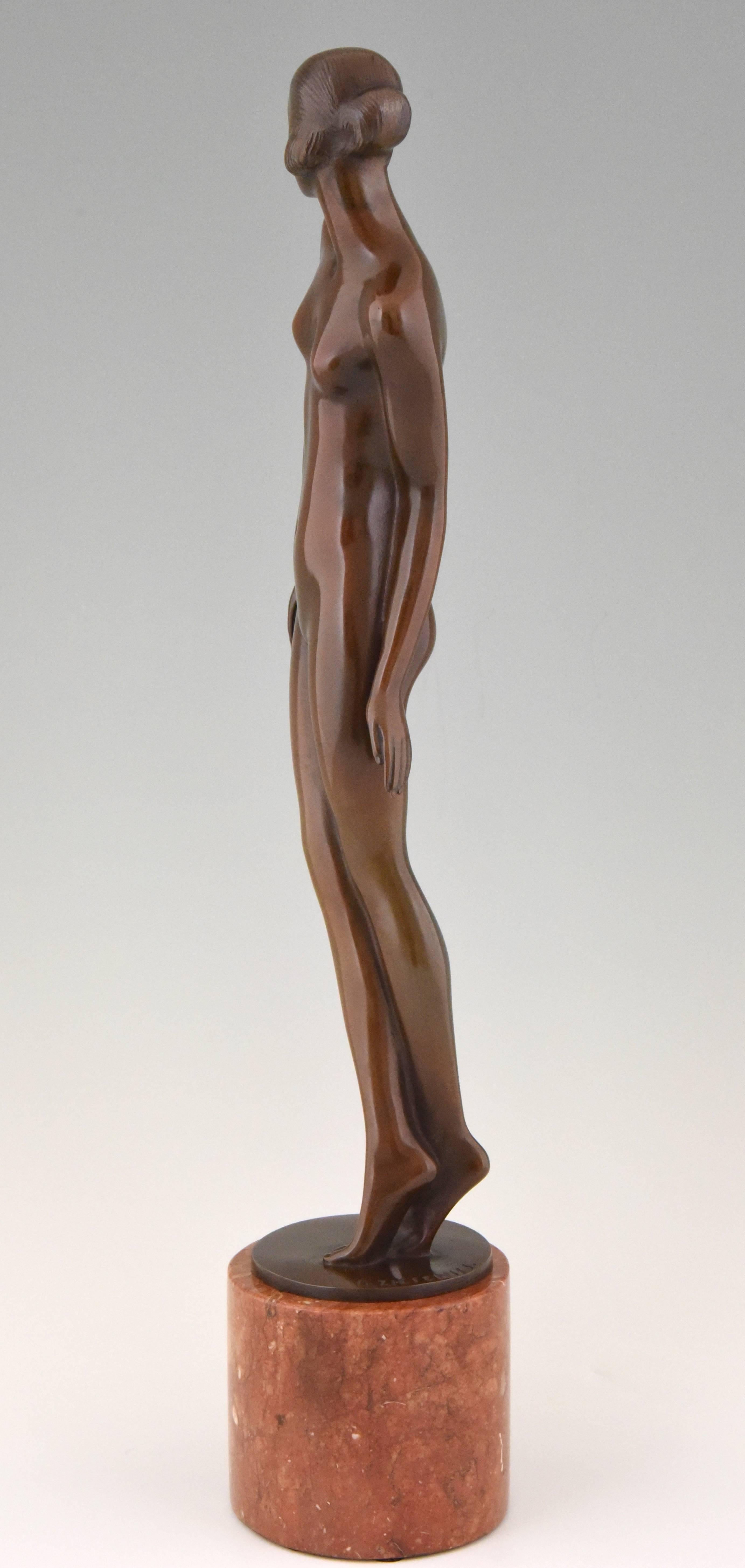 German Art Deco Bronze Sculpture of a Nude by Rudolf Zieseniss
