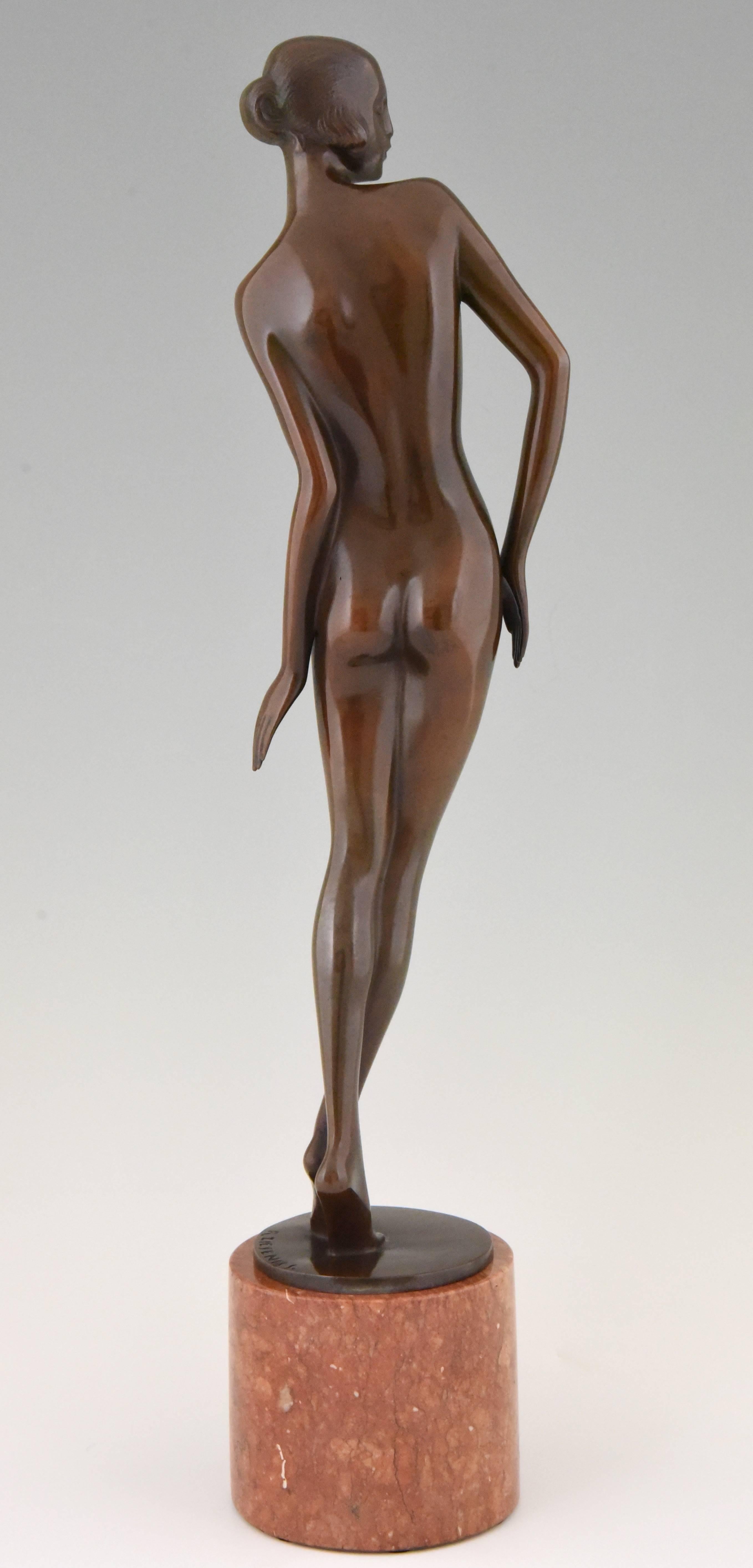Art Deco Bronze Sculpture of a Nude by Rudolf Zieseniss 1